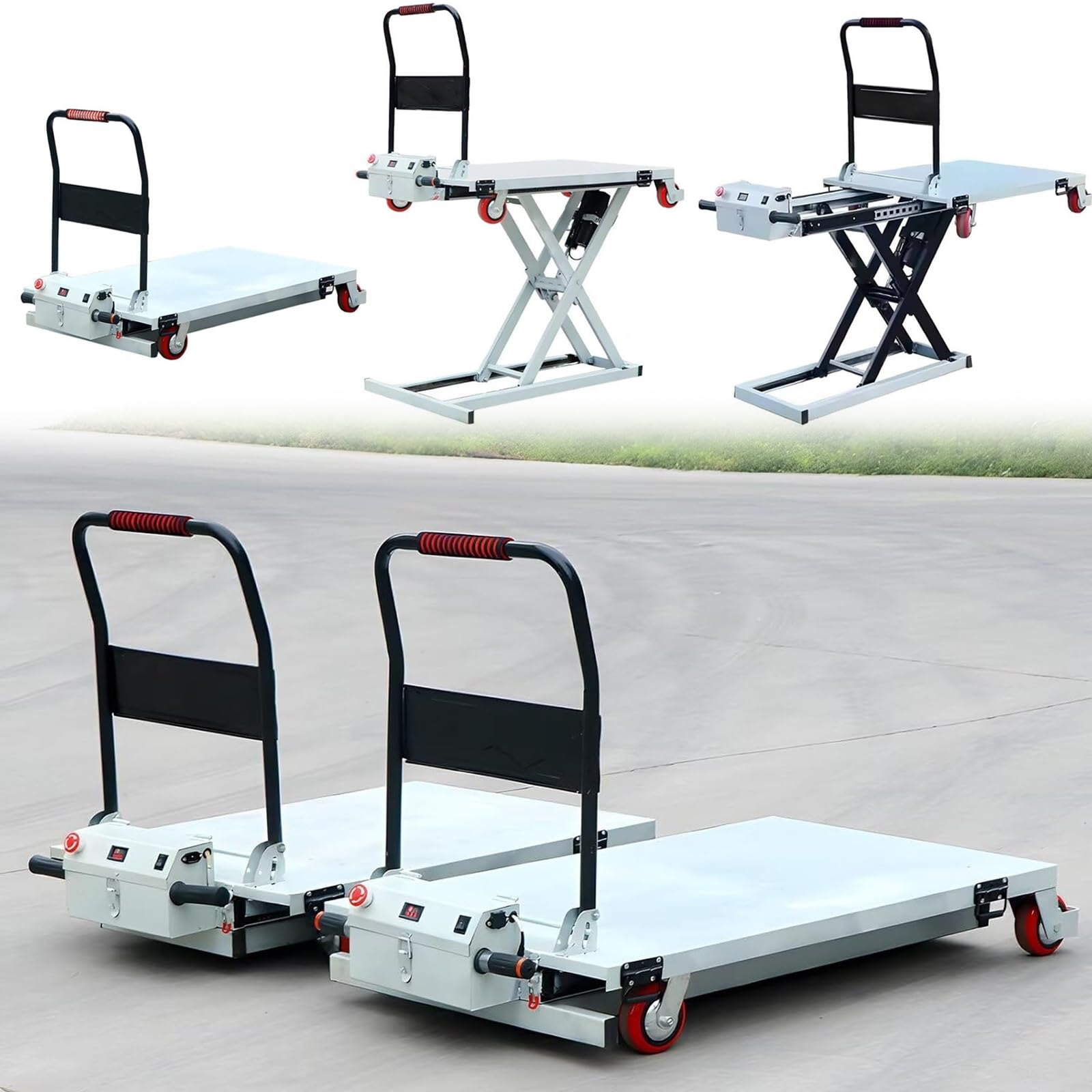 thumbnail video image 2 of 660lbs Hydraulic Lift Table Cart, 39" Lifting Height Electric Scissor Lift , Portable Scissor Jack With Four Wheels, Furniture Lift Mover Tool Set, For Material Handling & Transportation, 2 of 9