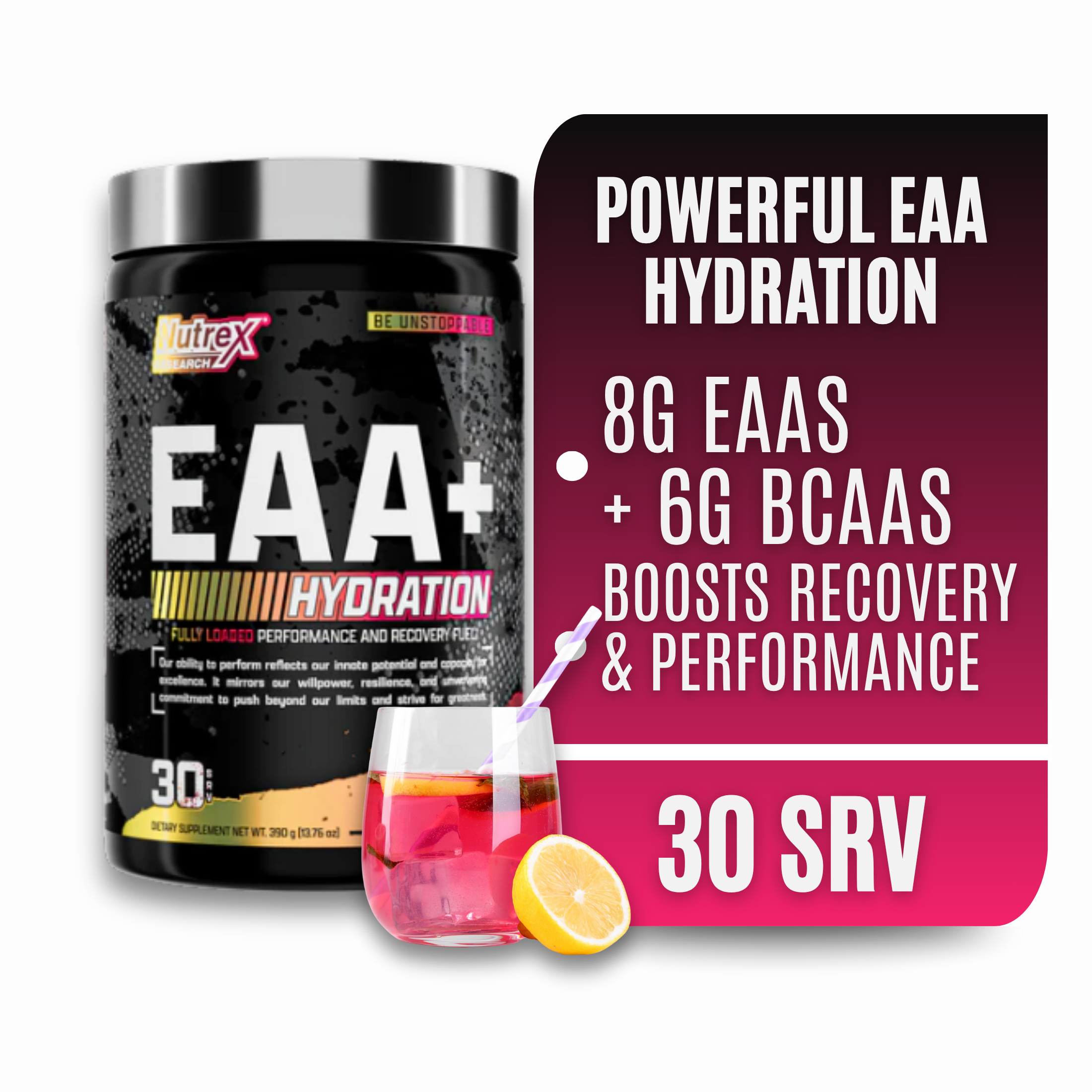 thumbnail video image 2 of Nutrex Research EAA Hydration | EAAs + BCAA Powder | Muscle Recovery, Strength, Endurance | 8G Essential Amino Acids + Electrolytes | Pink Lemonade, 2 of 9