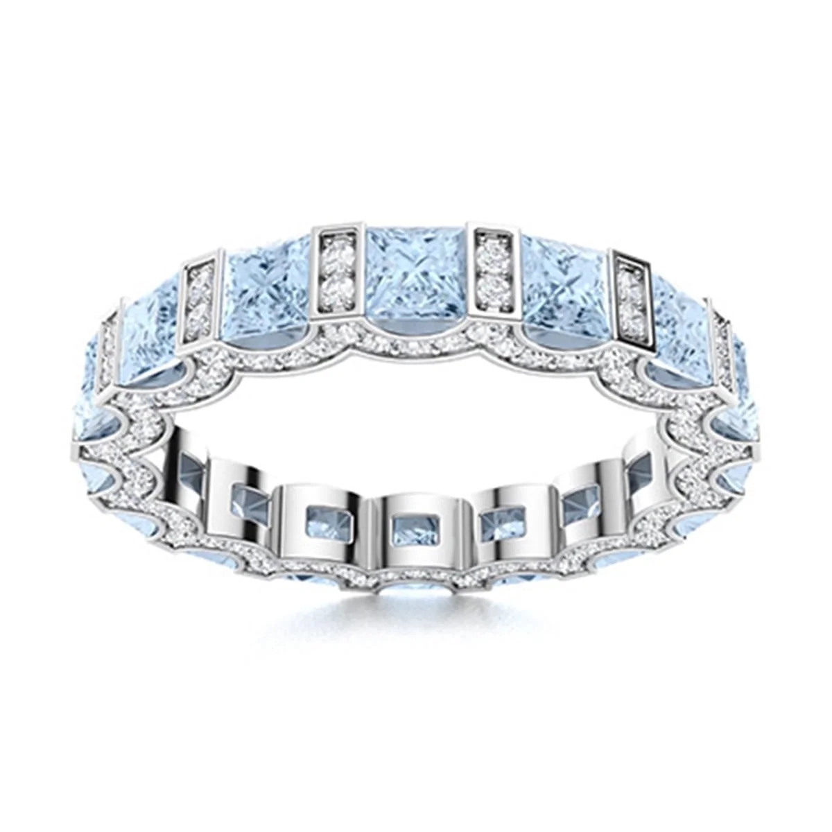 thumbnail video image 2 of Mooneye Rich Feel Ring 0.75 Ctw Square Cut Aquamarine Women Valentines Day Gifts 925 Sterling Silver, 2 of 5