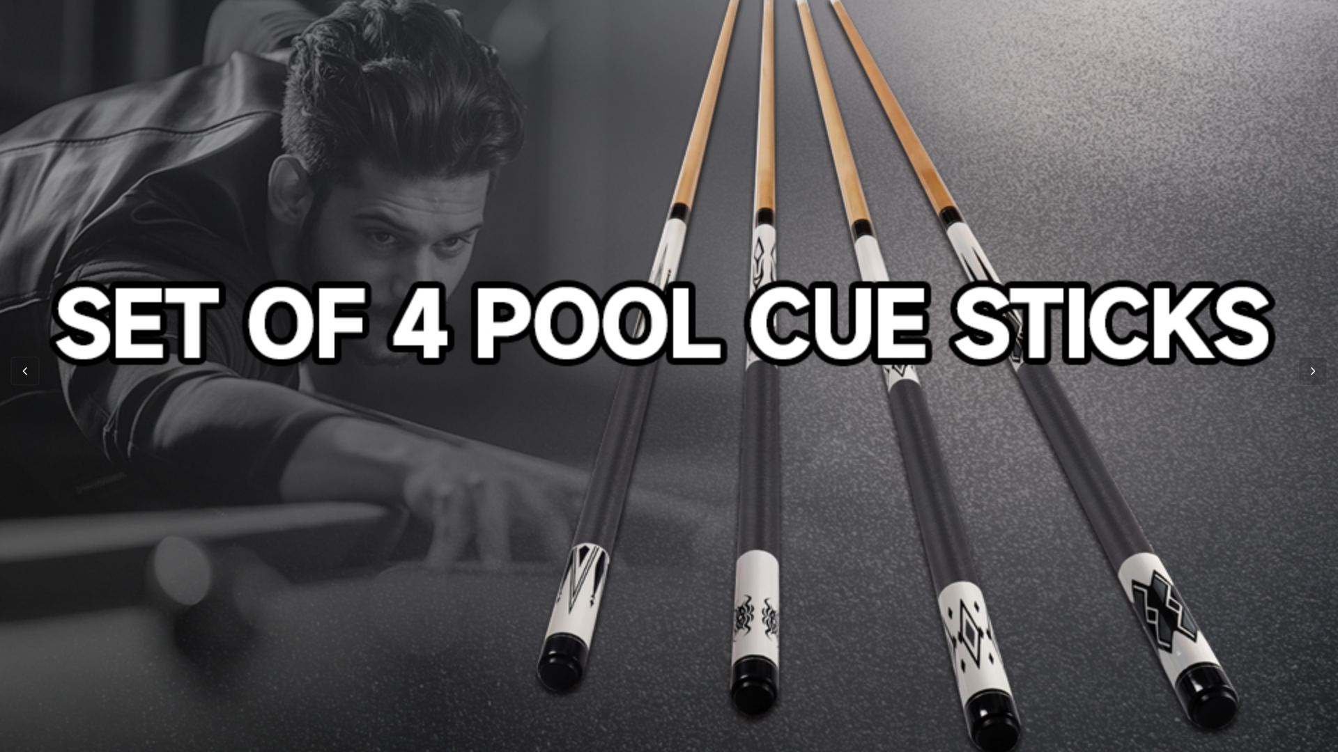 thumbnail video image 2 of GSE Set of 4 White Hardwood Billiard Pool Cue Sticks. 58" 2-Piece Maple Pool Stick 18/19/20/21oz Combo Set for Commercial, Bar/House Use, 2 of 8