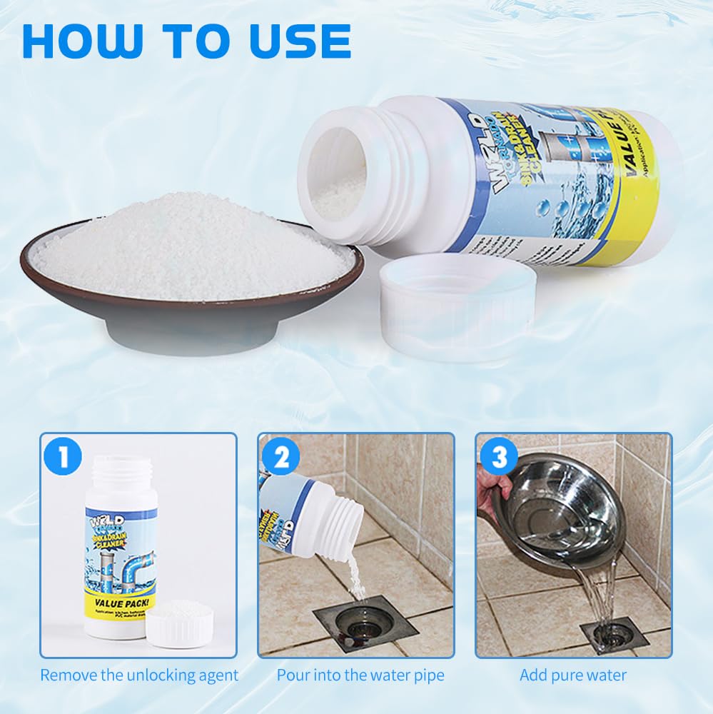 3.9 Oz Drain Cleaner Powder, Multi-Functional Powerful Pipe Unclogging ...