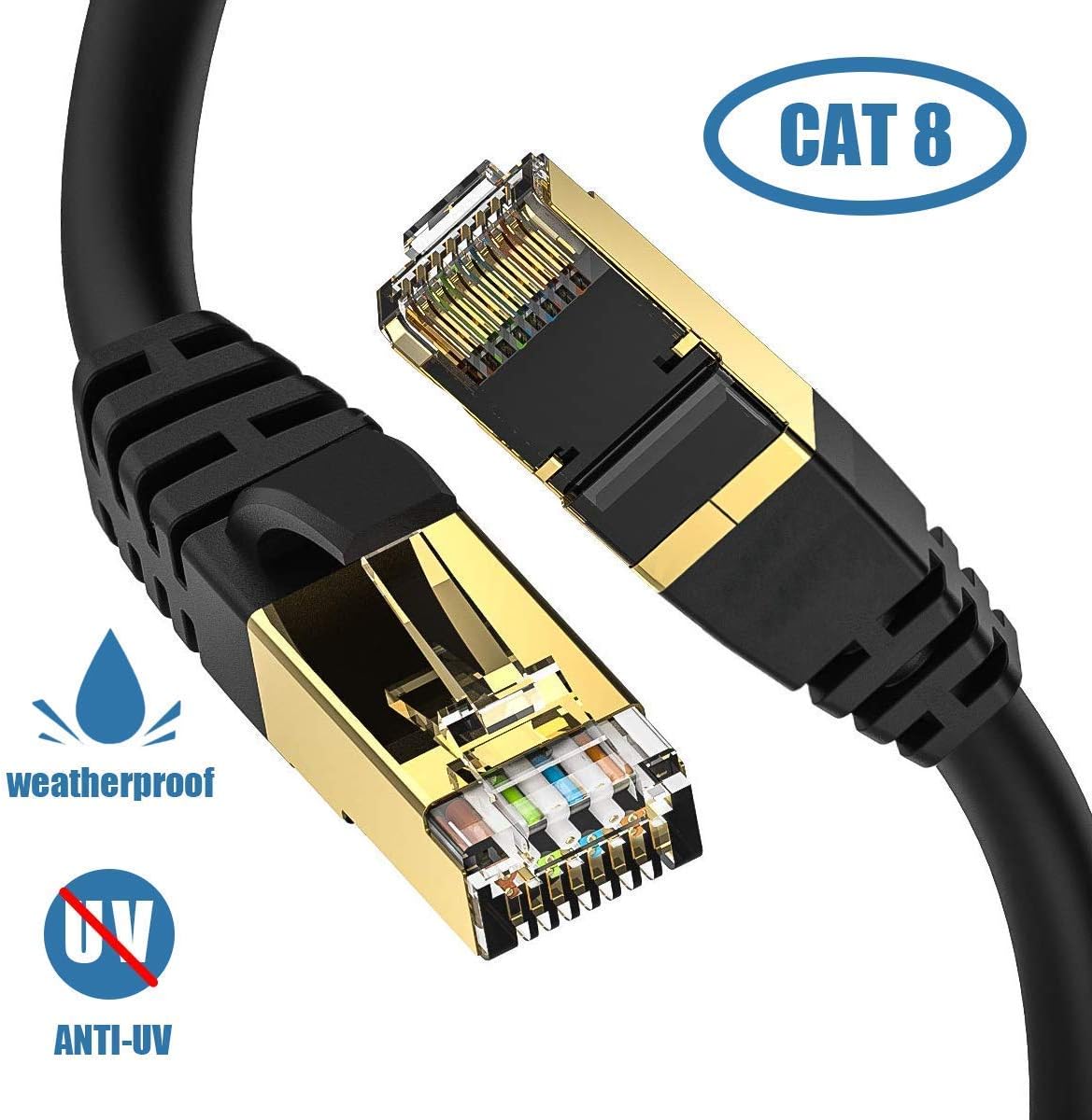 thumbnail video image 2 of Dutevolns Cat 8 Ethernet Cable 9.84 FT High Speed LAN Network Cable, 40Gbps Gold Plated RJ45 for Xbox, PC, Mac, PS4, 2 of 8