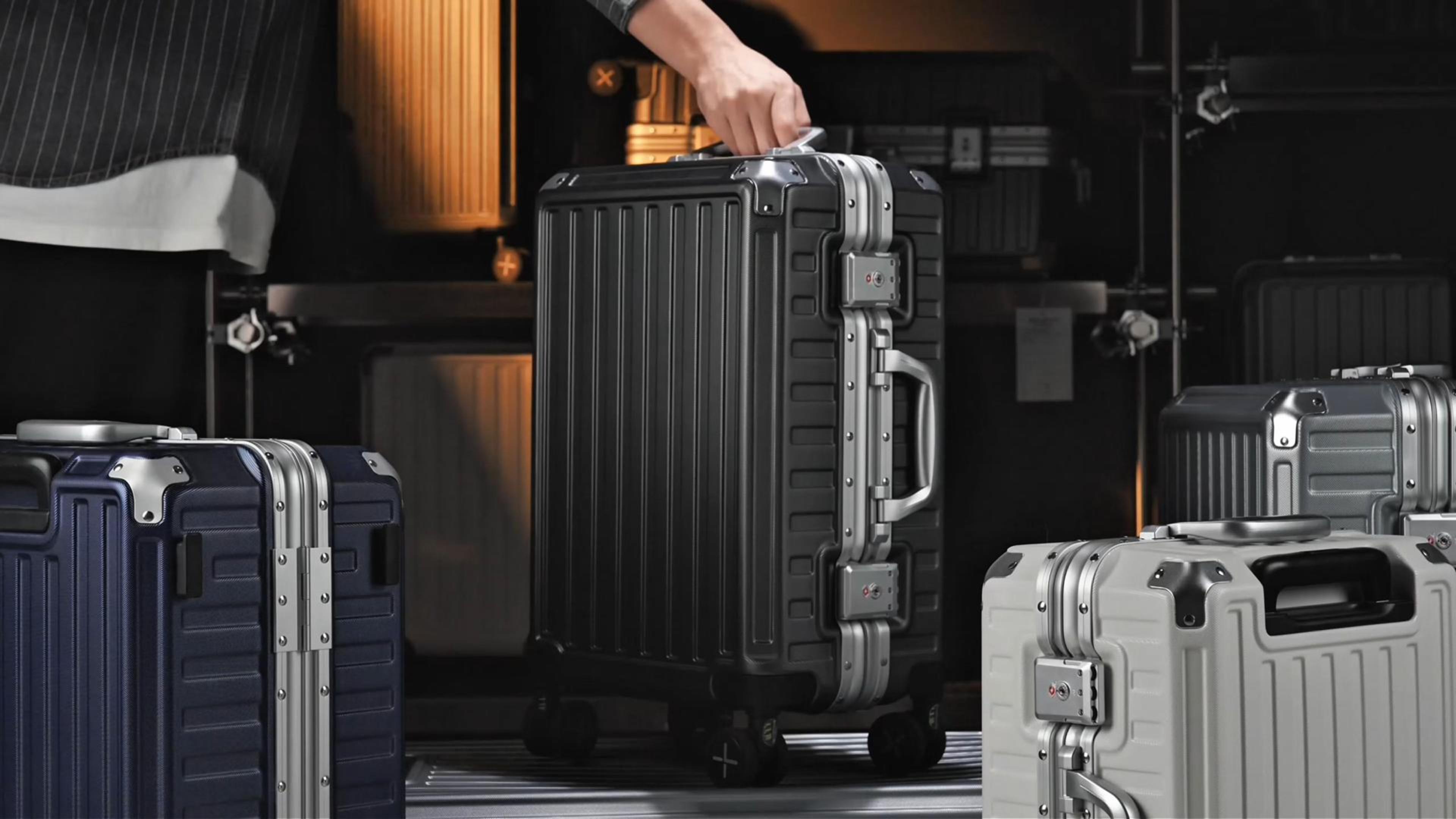 thumbnail video image 2 of 2-Piece Set Zipperless Aluminum Frame Polycarbonate Luggage, Charcoal Metallic, 2 of 12