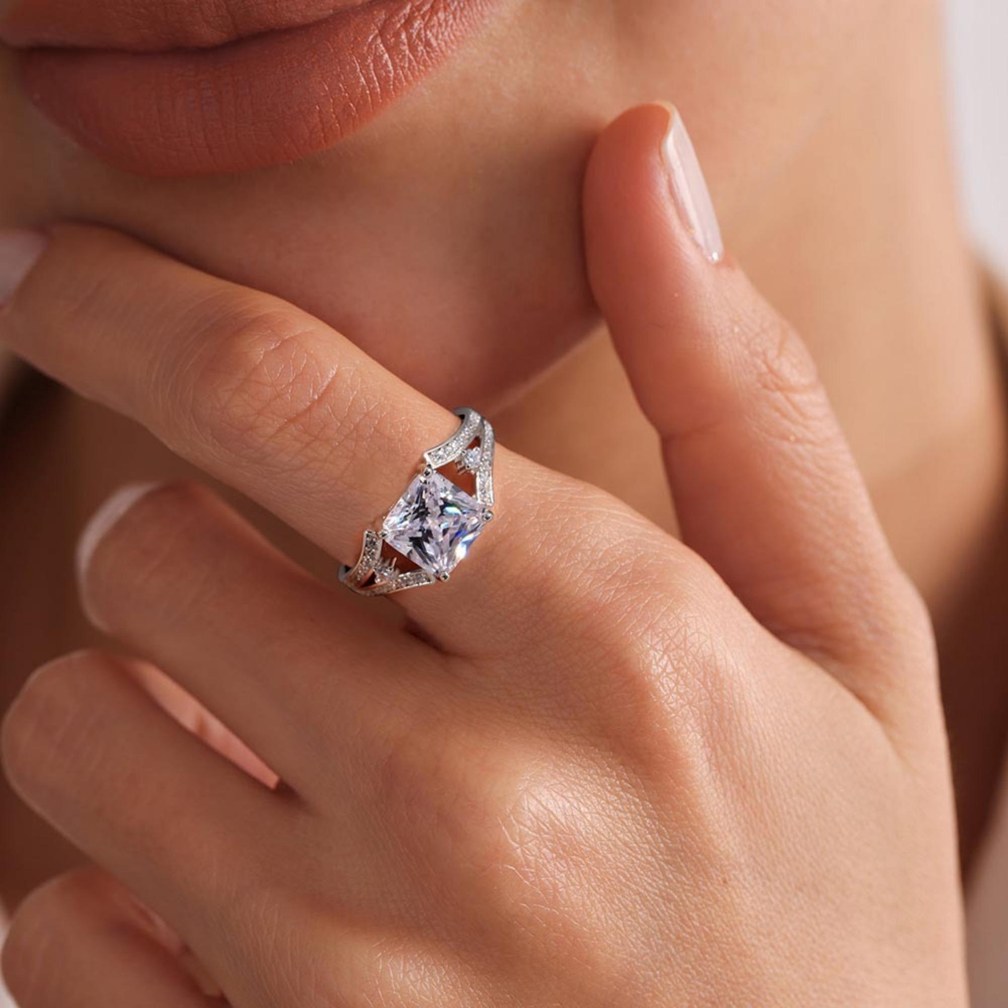 thumbnail video image 2 of Atobao 925 Sterling Silver 2.0 Carat CZ Diamond Cut Cubic Zirconia Engagement Rings for Women,18K White Gold Plated Dainty Promise Solitaire Wedding Ring, 2 of 7