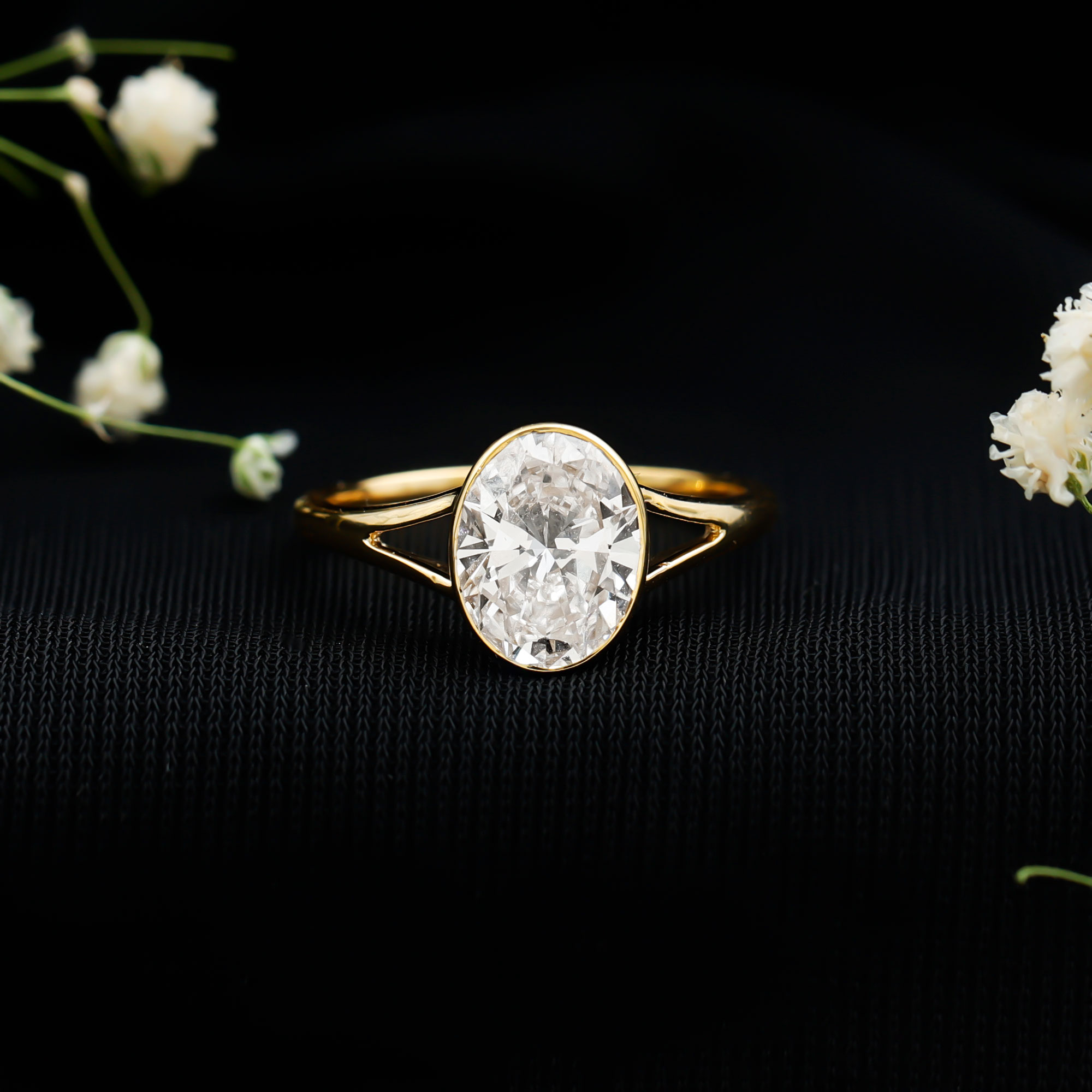 thumbnail video image 2 of Rosec Jewels Lab Created Diamond Engagement Ring 2 Carat - Oval Solitaire Ring (EF-VS Grade Certified), 10K Yellow Gold, US 3.00, 2 of 8