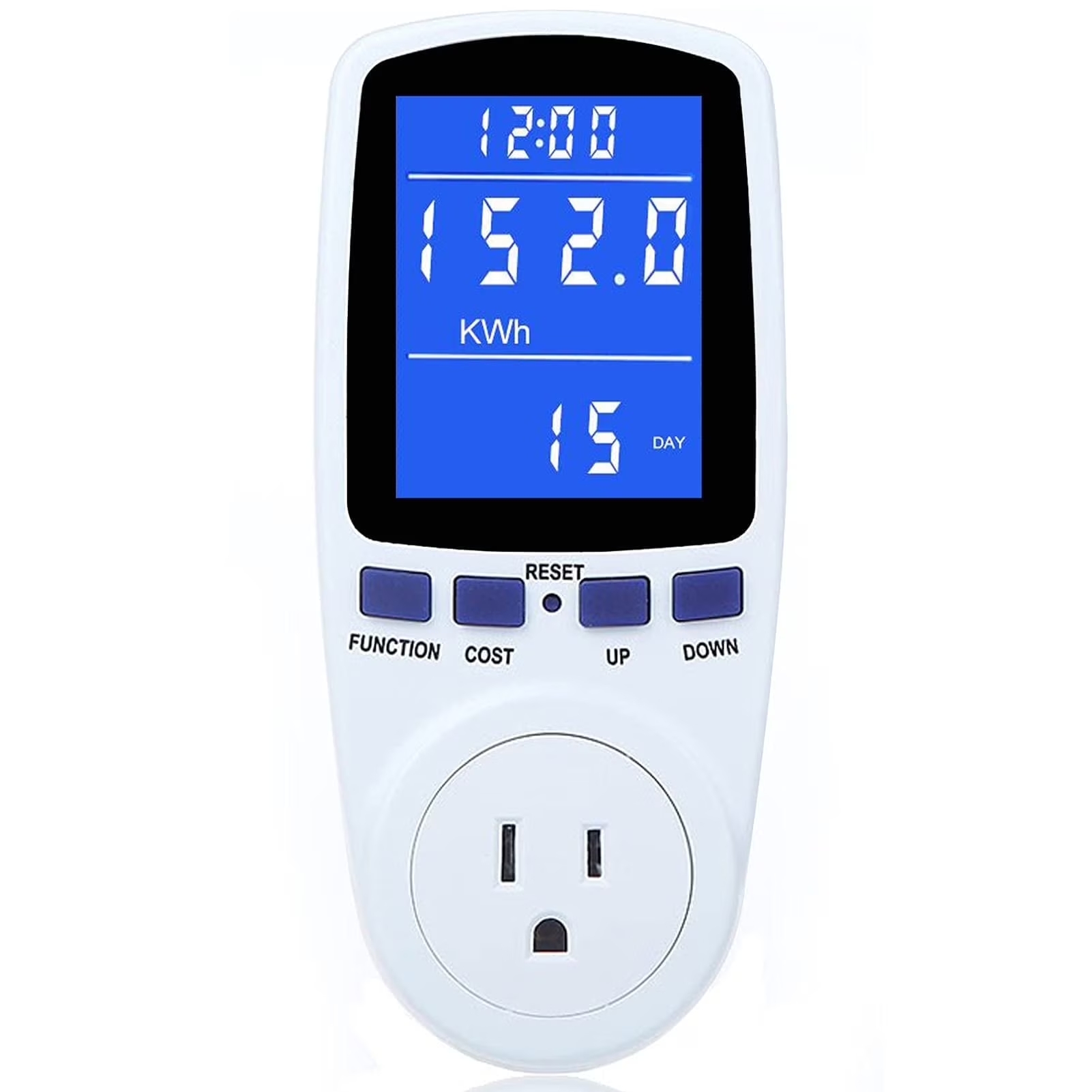 thumbnail video image 2 of Upgraded Watt Power Meter Plug Home Electrical Usage Monitor Consumption, Energy Voltage Amps Kill Tester with Backlight, Overload Protection, 7 Modes Display, White, 2 of 9