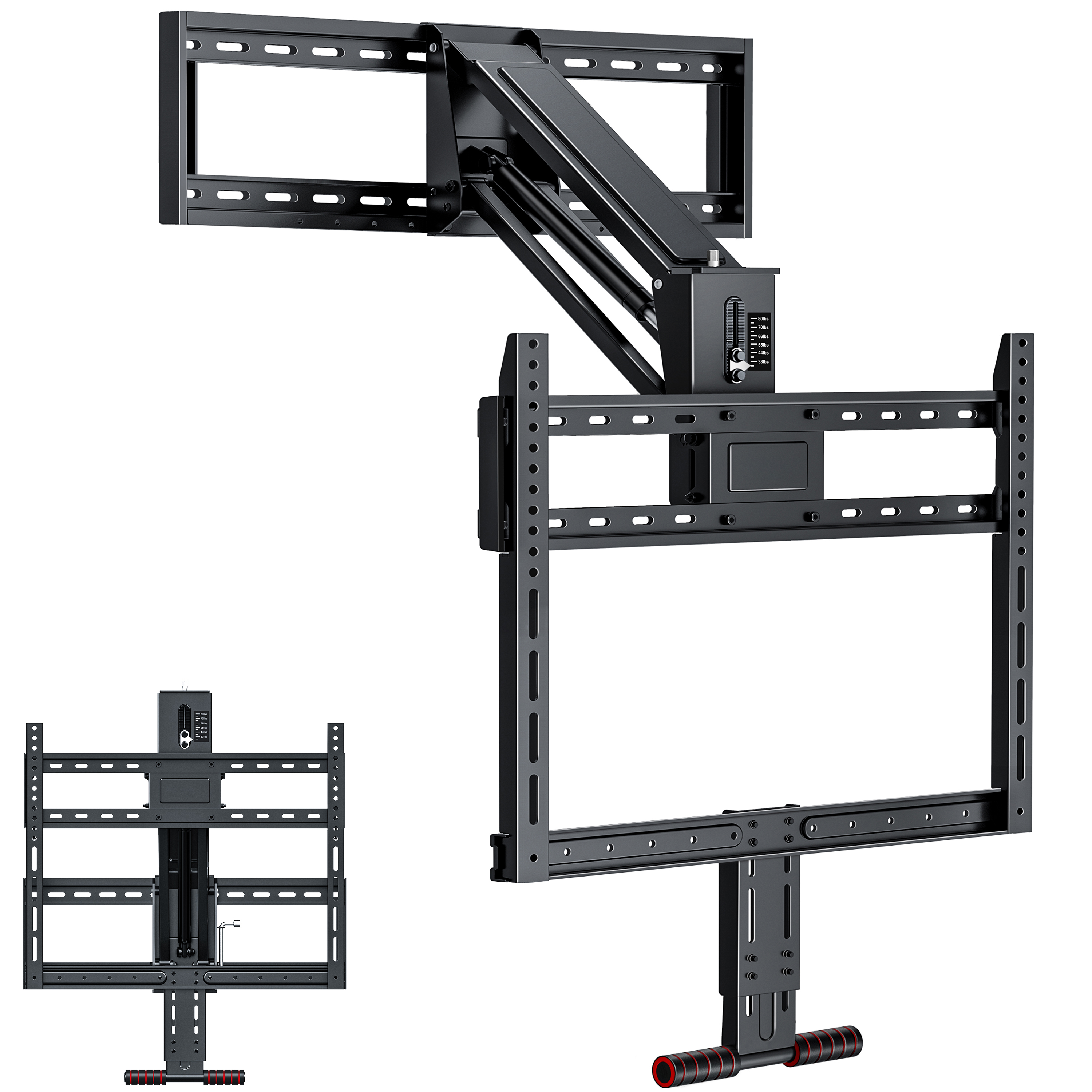 thumbnail video image 2 of Fireplace Pull Down TV Mount over Fireplace with Height Adjust for Most 43" - 80" TVs, Max VESA 600x400mm, up to 80lbs, above Fireplaces TV Mount, 2 of 10
