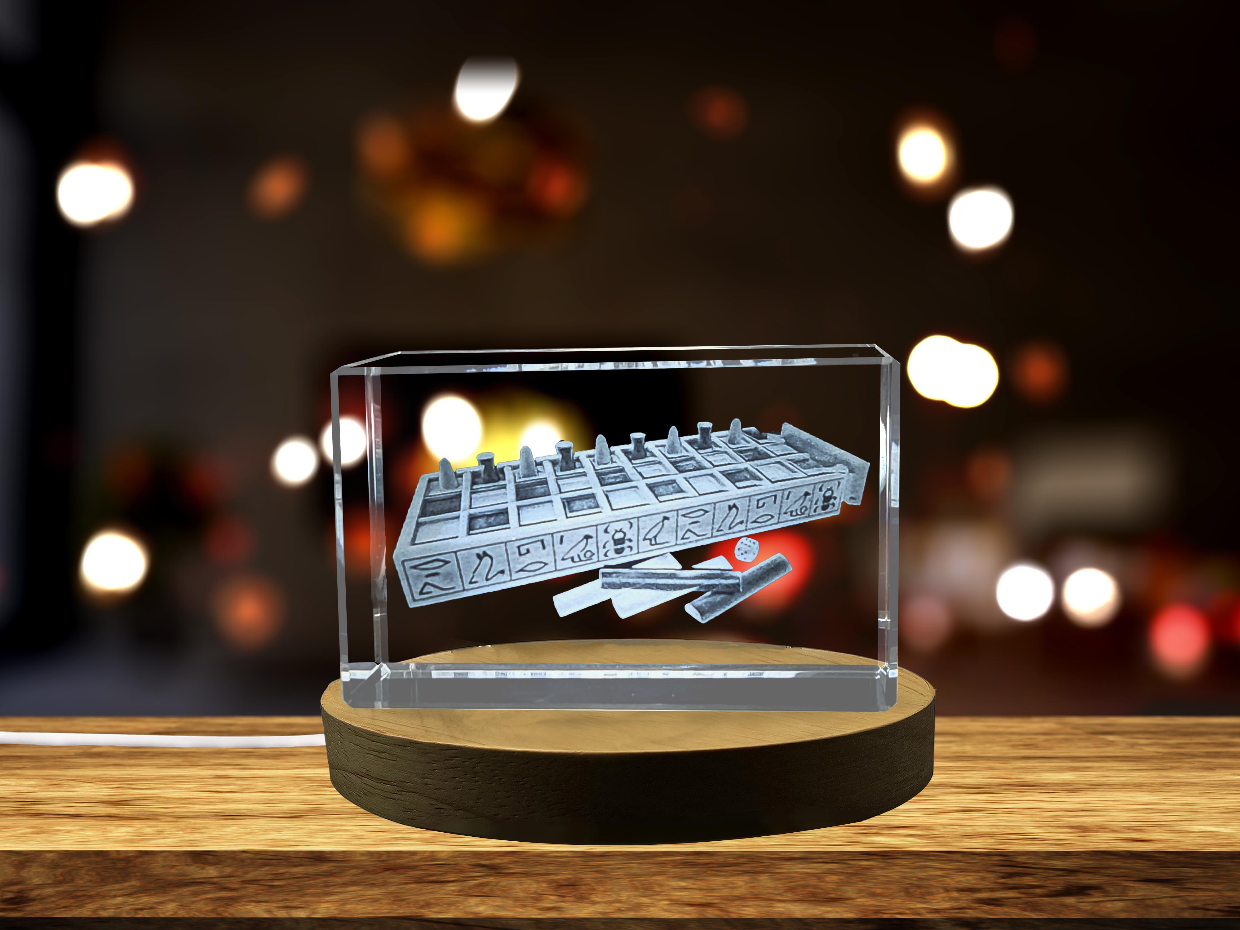 thumbnail video image 2 of 3D Crystal Engraved Senet Board Game | Luxury Egyptian Themed Gift, 2 of 7
