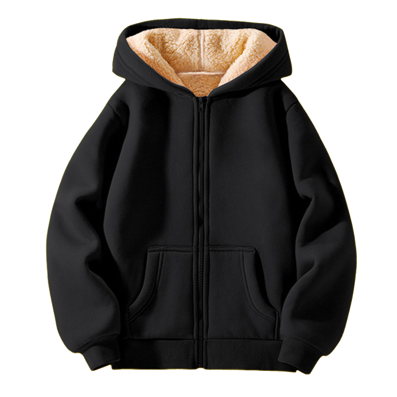 thumbnail video image 2 of Lkhaha Girls Jacket Boys Thick Lamb Wool Zipper Hoodie Sweatshirts Solid Color Warm Lined Winter With Pocket Fall Winter Clothes Size 11-12 Years, 2 of 10