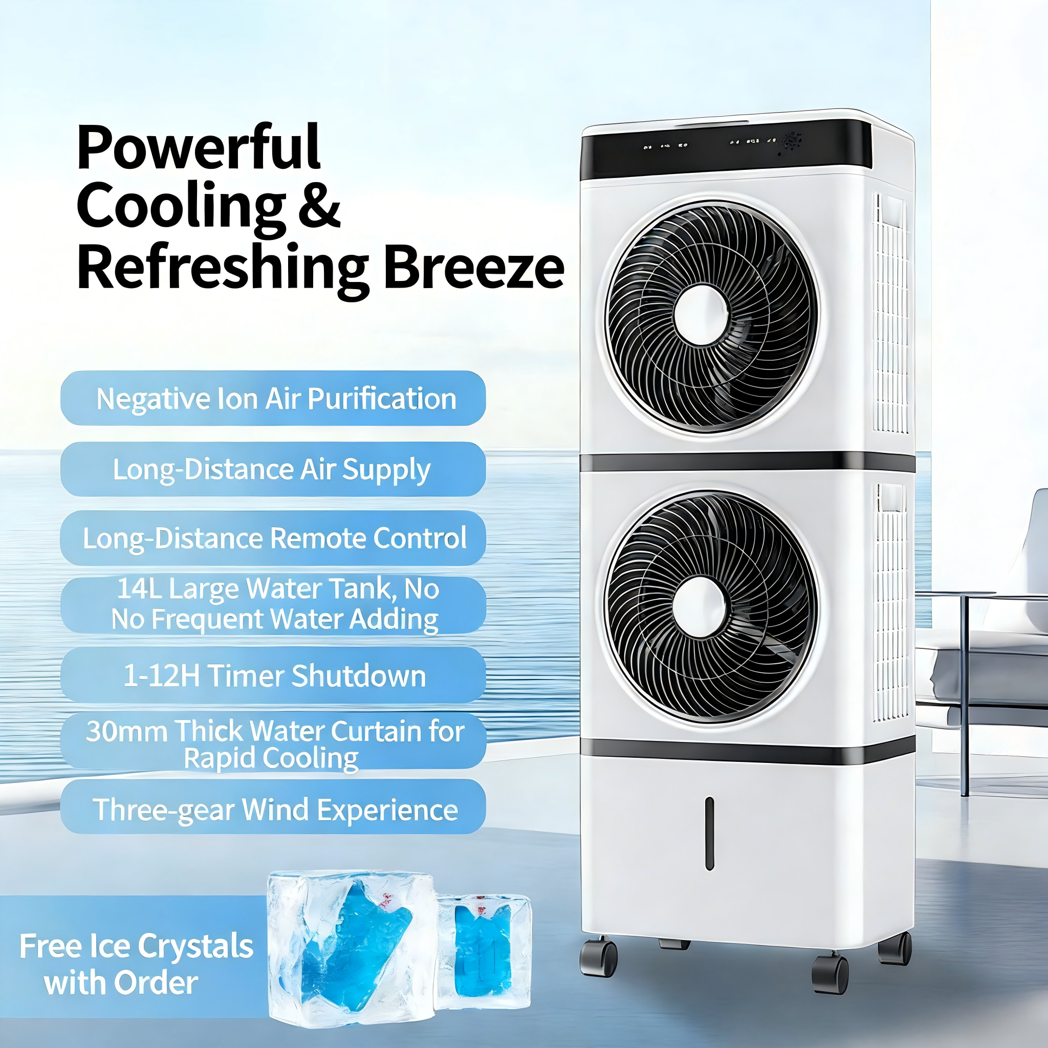 3-Speed Evaporative Air Coolers for Room, Office, Garage, Indoor