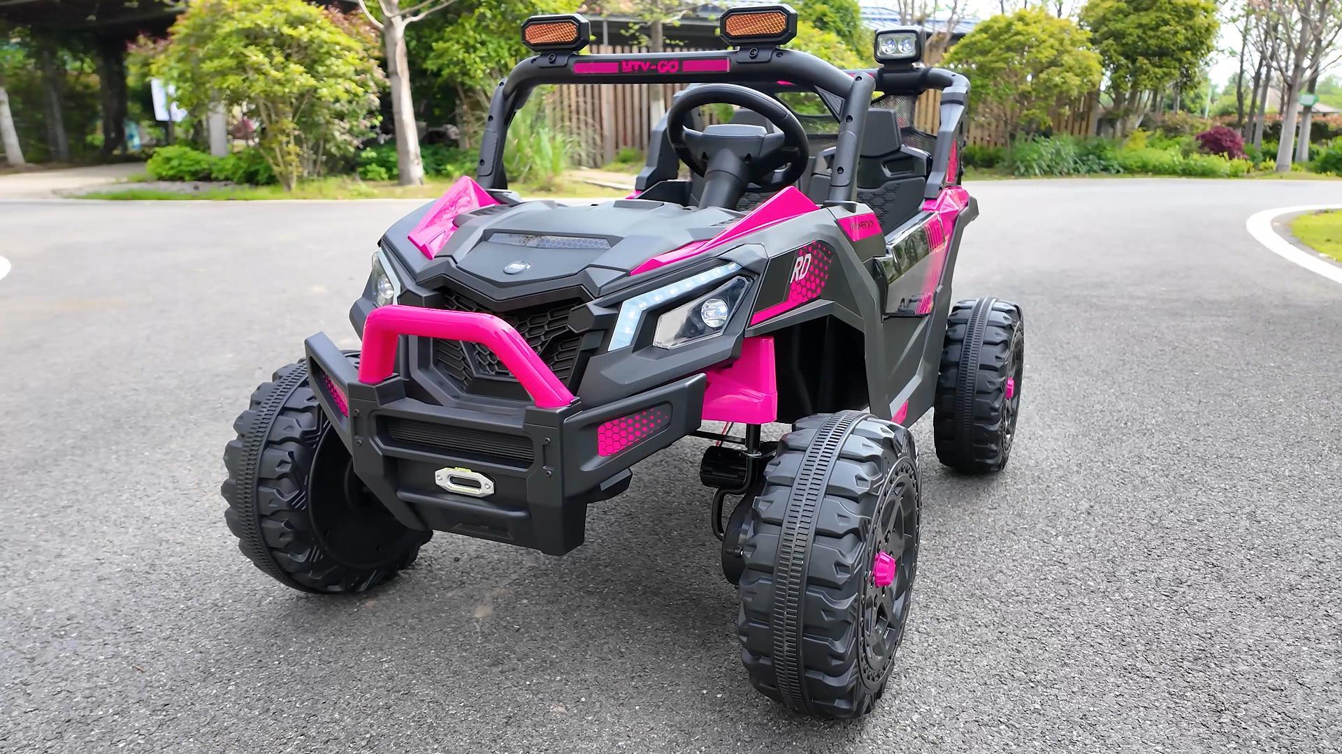 thumbnail video image 2 of Joyracer 4WD 24 Volt Ride on Toys for Big Kids, 2 Seater Power Car wheels UTV with 800W Motors, Remote Control, Bluetooth, LED Light, Red, 2 of 11
