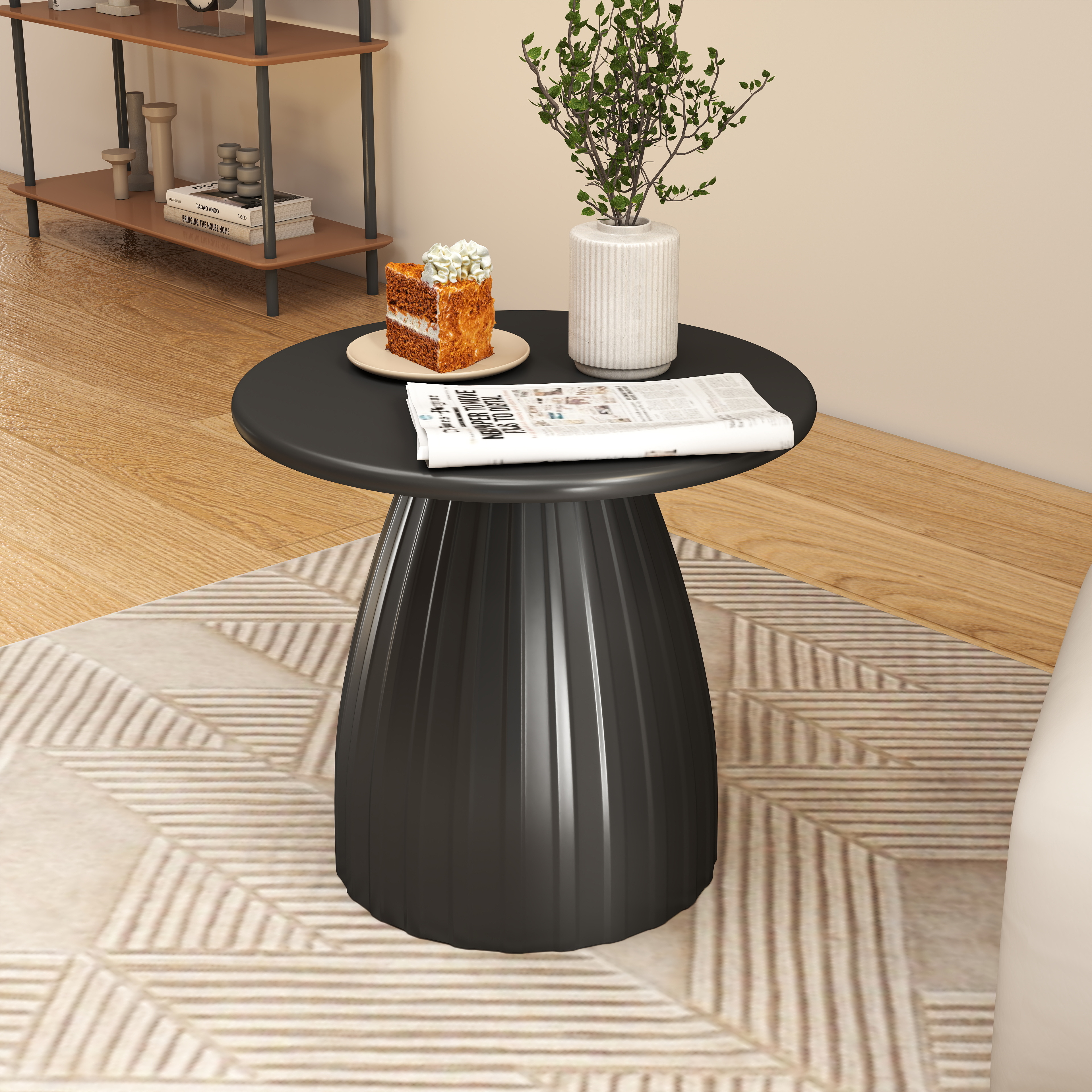 thumbnail video image 2 of Oubayajia Round Side Table, Small Couch End Table Drink Table, Metal, Black, 2 of 9