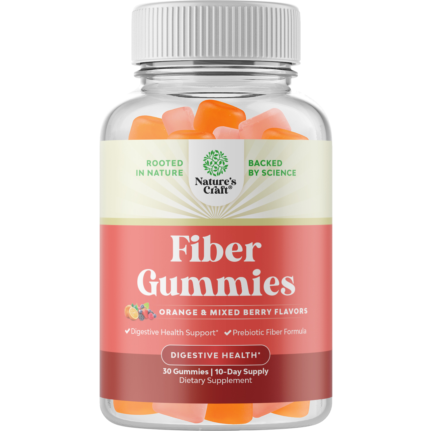 thumbnail video image 3 of Natures Craft Prebiotic Fiber Gummies for Adults, Orange and Mixed Berry, 30 Count, 3 of 11