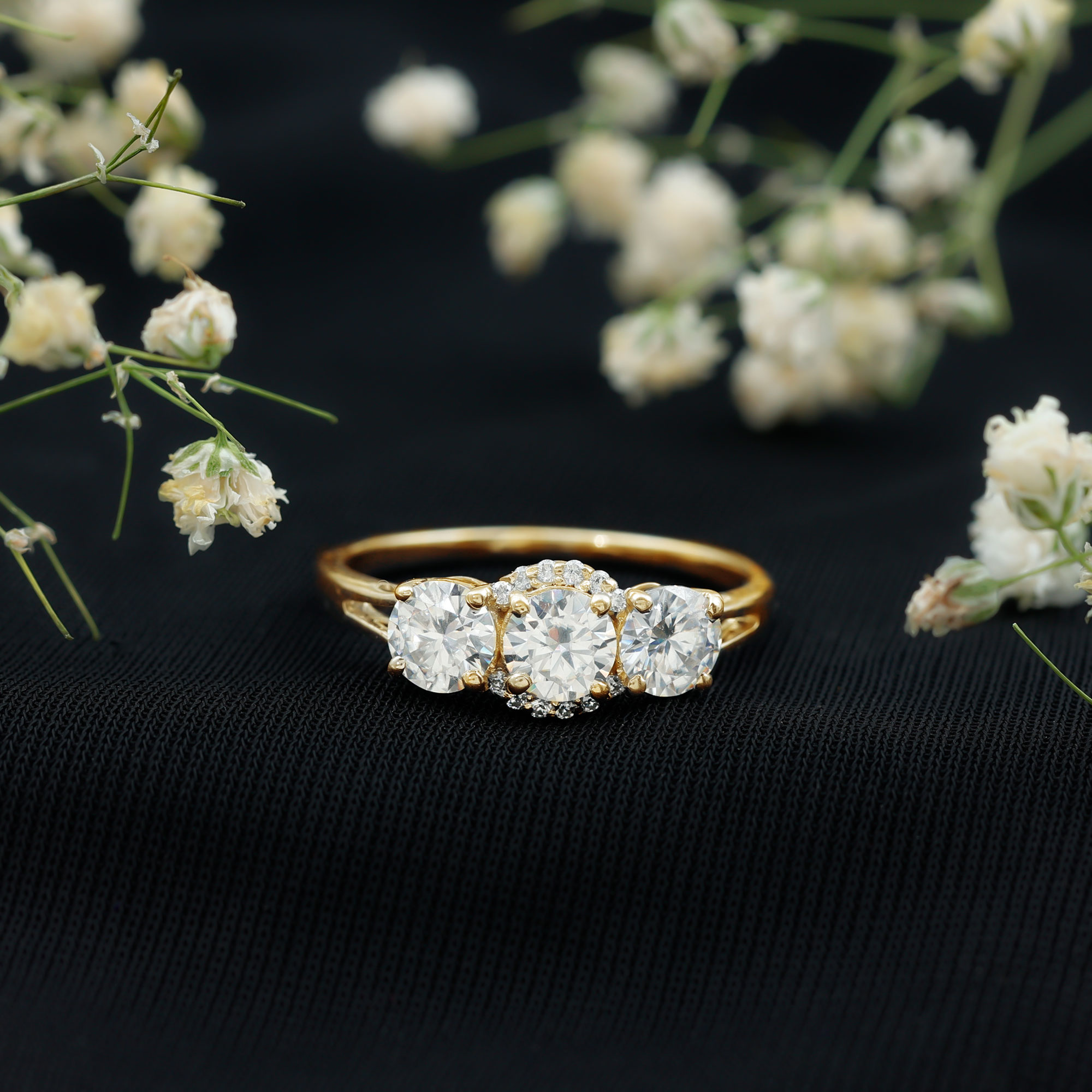 thumbnail video image 2 of Rosec Jewels Lab Created Diamond 3 Stone Anniversary Ring (EF-VS Quality) - Ready to Gift, 925 Sterling Silver, US 4.00, 2 of 9