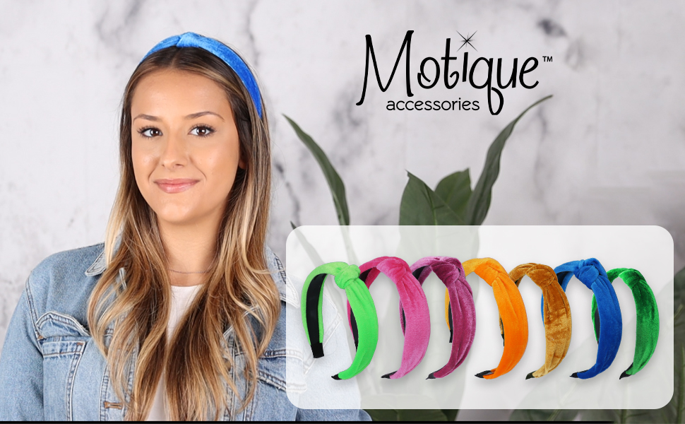 thumbnail video image 2 of Motique Accessories Velvet Knotted Headbands for Women (Gold), 2 of 6