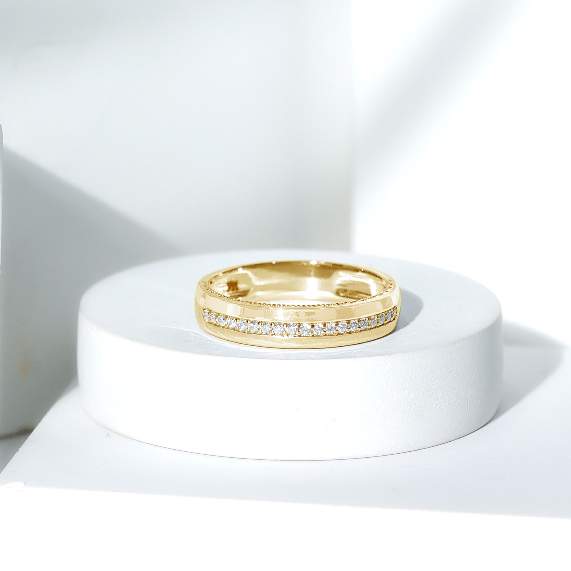 thumbnail video image 2 of Rosec Jewels Lab Created Diamond Wedding Band for Men - EF-VS Quality Certified, 10K White Gold, US 4.50, 2 of 7