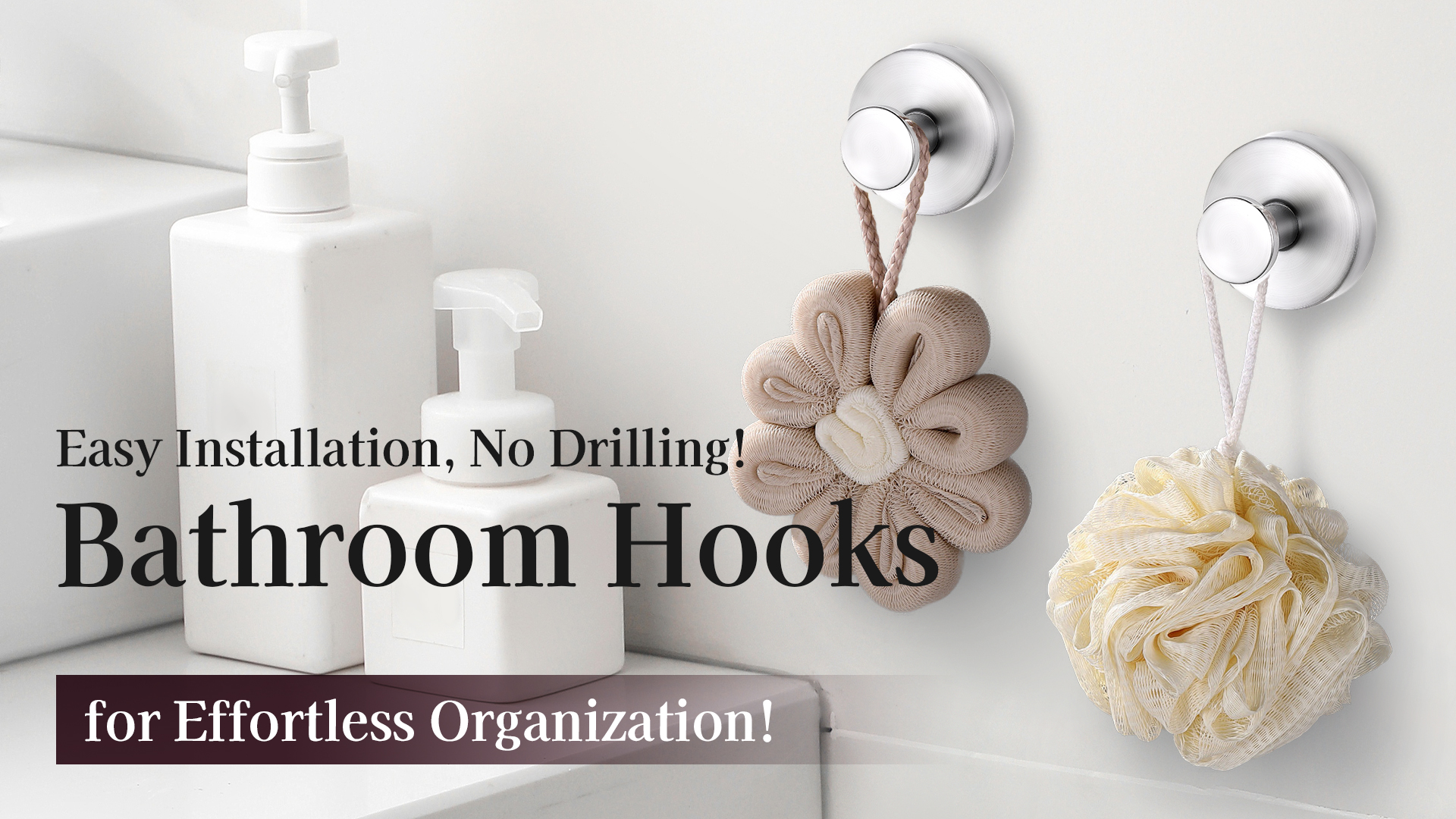 thumbnail video image 2 of FEOYA Hanging Towel Hooks Stainless Steel Hook Bathroom Coat Hook Metal Robe hanger Suction Cup Hooks No Drill Adhesive Hooks for Door Hotel Depot Entrance Kitchen Clothes Closet Silver, 2 of 7