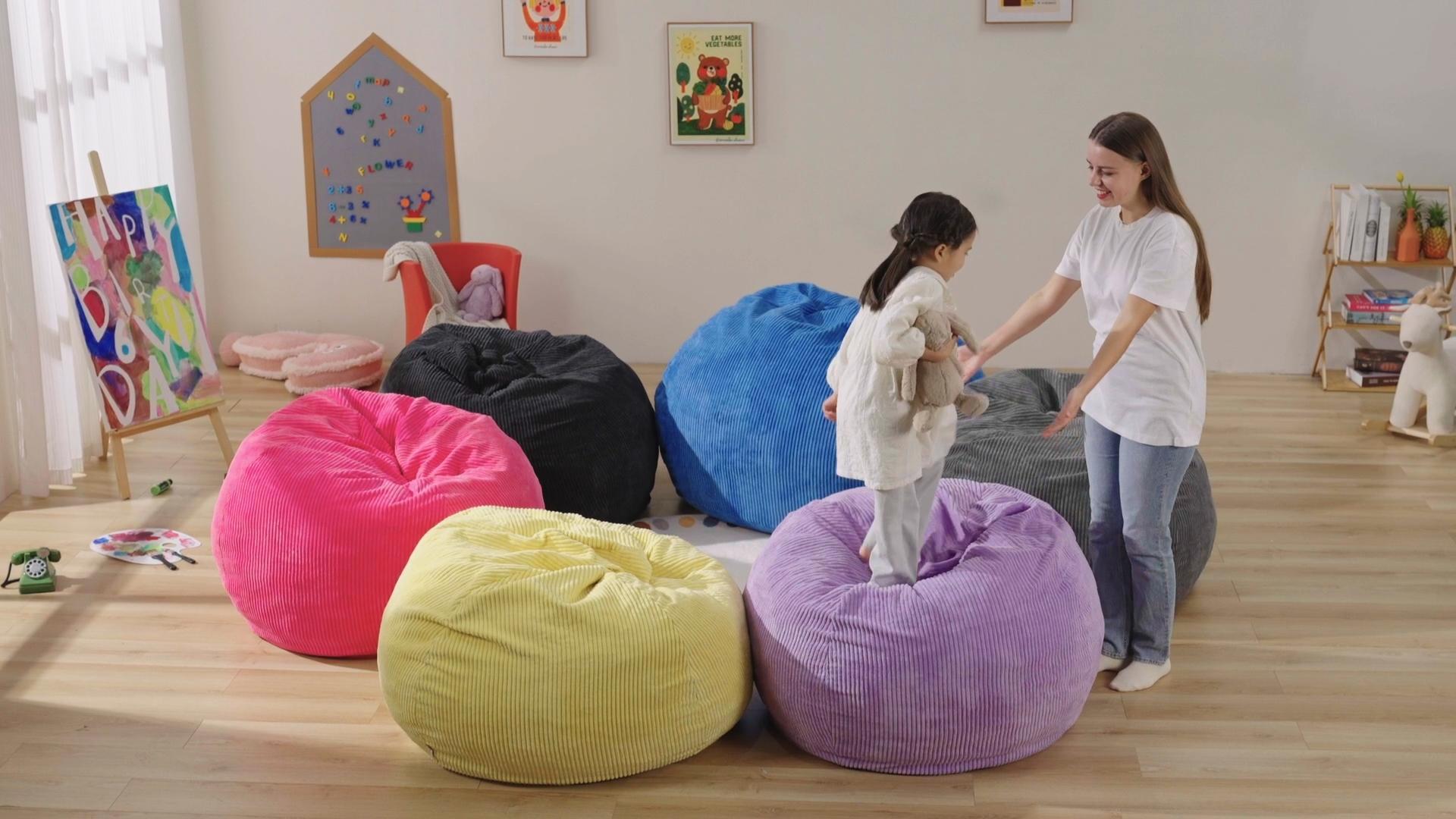 thumbnail video image 2 of 2.5FT Bean Bag Chair Beanbags Small Bean Bag Chair with Filler Included Teardrop Bean Bag Chair with Removable Cover for Bedroom Living Room (Small, Yellow), 2 of 8
