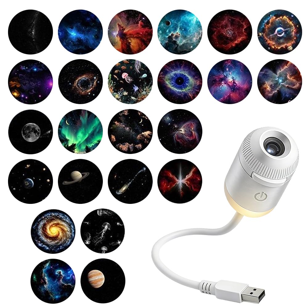 thumbnail video image 2 of 2-in-1 Galaxy Projector Night Light,USB Portable Galaxy Star Projector Night Light,Galaxy Night Light Projector,Starry Night Projector for Bedroom, Mini LED Nightlight Wall Lamp(5 Projection Films), 2 of 9