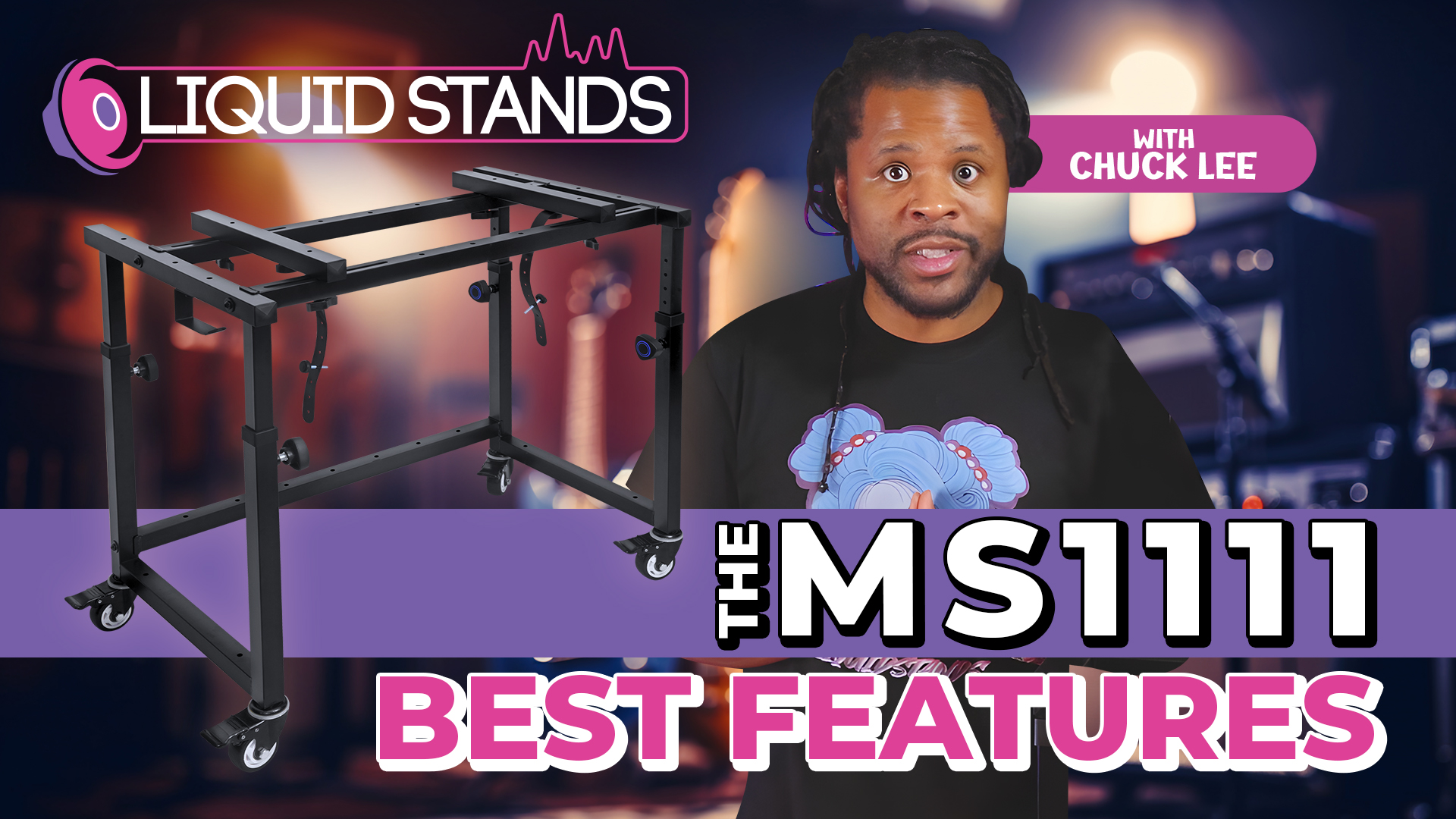 thumbnail video image 2 of Liquid Stands Piano Keyboard Stand Music Studio Desk for Music Production - Electric Digital Pianos Synths for 49 54 61 88 Key - Rolling Home Recording Studio Workstation DJ Keyboard Table, 2 of 8