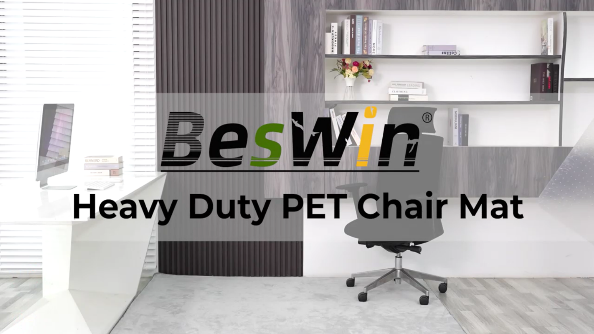 thumbnail video image 2 of BesWin Office Chair Mat for Carpet, 36" x 48" Clear Heavy Duty Computer Chair Mat, Under Desk Protector Carpeted Floors Mat, Easy Chair Movement, Ship Flat, 2 of 9