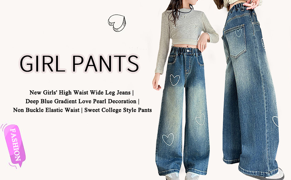 thumbnail video image 2 of JLMSPLWG Girls Baggy Jeans Gradient Straight Wide Leg Denim Pants for Kids High Waisted Loose Fit Jean Teens Y2k Hip Hop Vintage Streetwear Spring Summer Clothes, 2 of 8