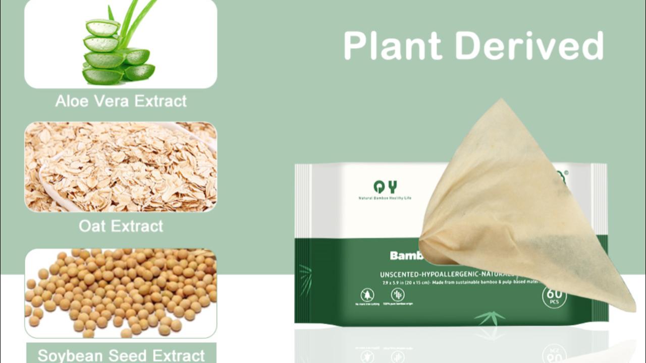 thumbnail video image 2 of QingYa Bamboo Flushable Wet Wipes with Aloe, 360 Wipes (6 Packs) , Unbleached, 2 of 7