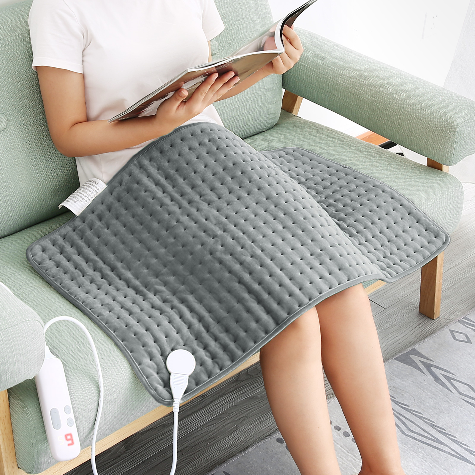 thumbnail video image 2 of MARNUR Heating Pad for Full Body, 18''x33'' Extra Large with 2 Hours Timer, Gray, 2 of 11