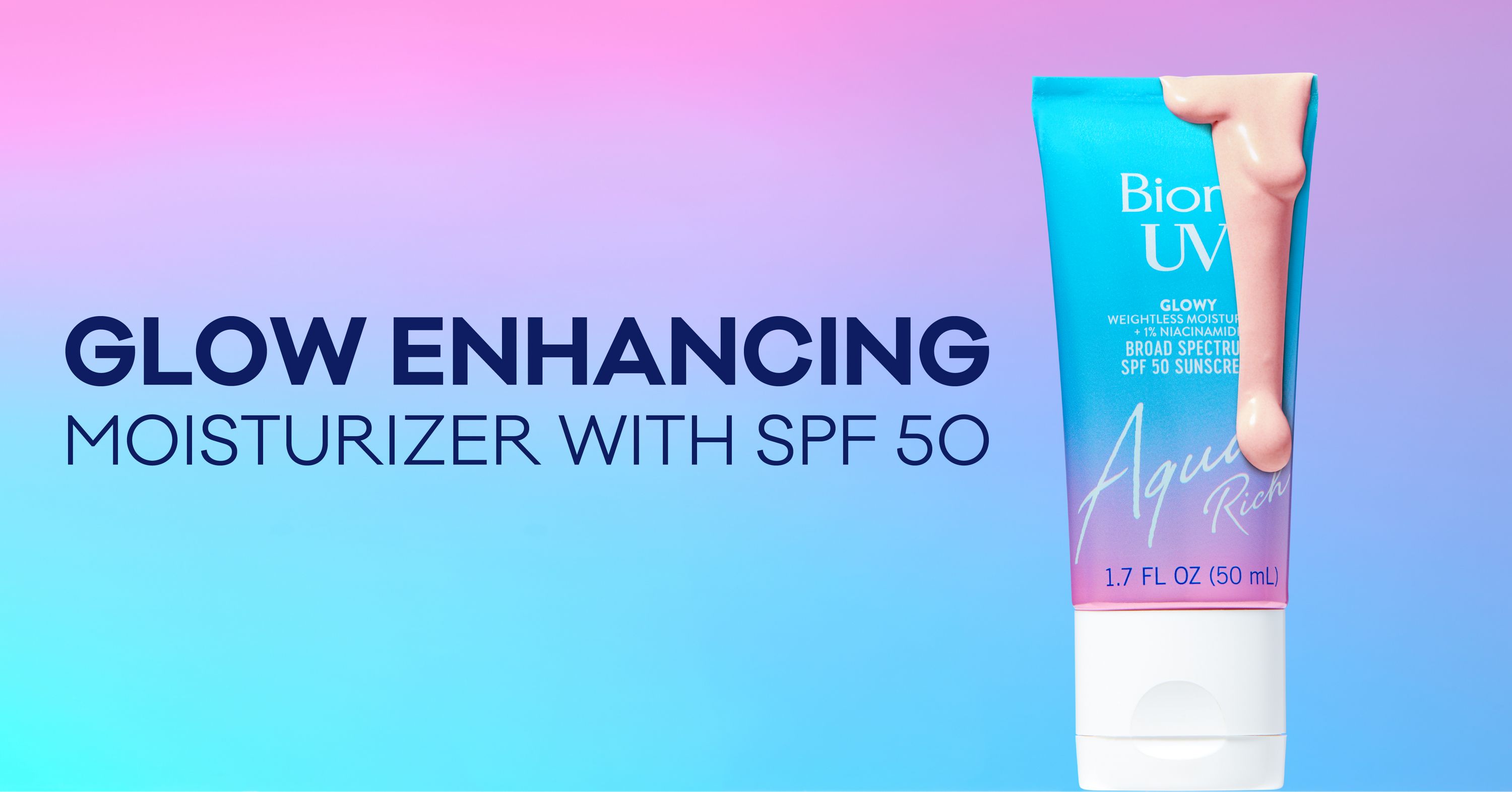 thumbnail video image 2 of Bioré UV Aqua Rich Glow Enhancing Moisturizer, Daily Facial Moisturizer with SPF 50 Sunscreen, 1.7 fl oz, 2 of 13