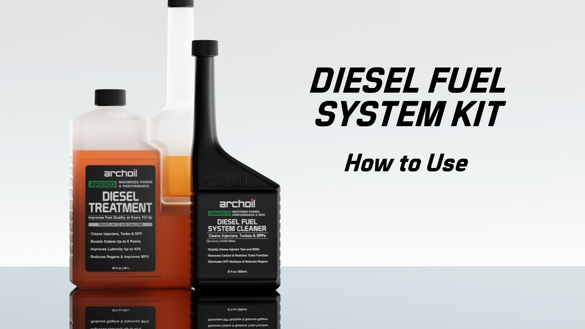 thumbnail video image 2 of Archoil Diesel Fuel System Kit - AR6500 Diesel Treatment (40 oz) + AR6400-D Diesel Fuel System Cleaner, 2 of 10