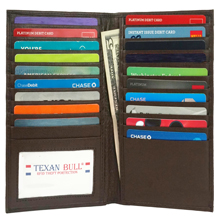 thumbnail video image 2 of Texan Bull Cow Nappa Leather Long Bifold Credit Card Holder Wallet Organizer Black, 2 of 6