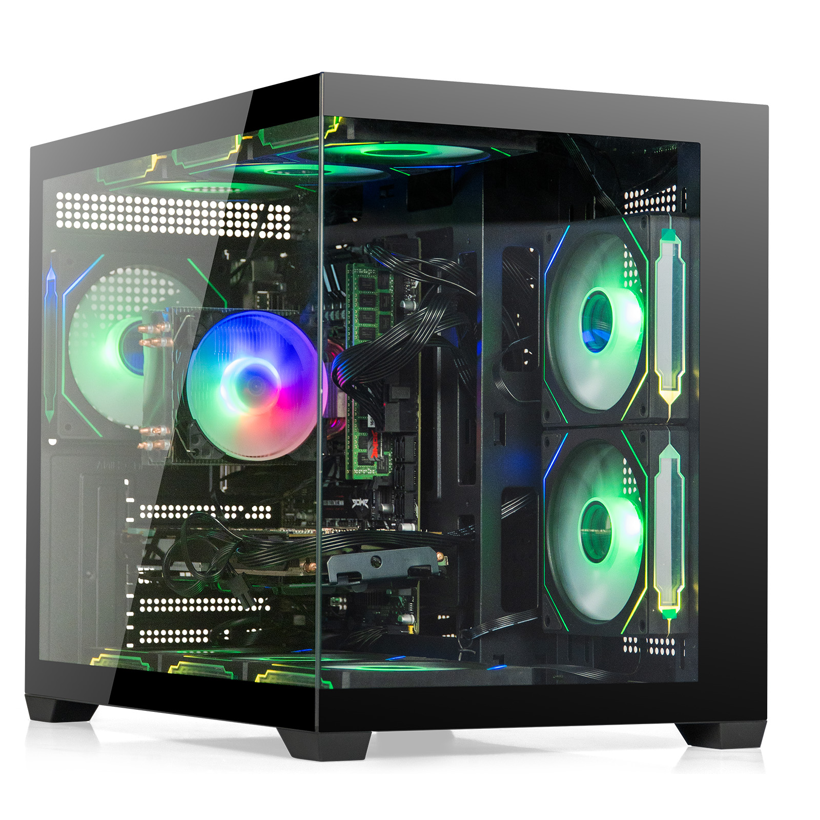 thumbnail video image 2 of EVOUNIC Gaming PC Computer Desktop,   i7 E5 3.40GHz GTX650 16GB RAM,512GB NVMe SSD+1TB HDD, WiFi6, BT5.4, ARGB Fan x9, Windows 11 for Gamer,Streaming, 2 of 11
