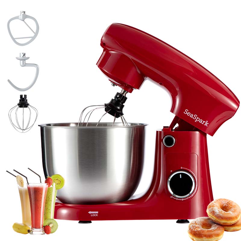 thumbnail video image 2 of 3-in-1 Stand Mixer with 5.3-QT Stainless Steel Bowl, 10-Speed Tilt-Head Kitchen Electric Mixer with Dough Hook, Beater, Whisk, 300W, for Family Cooking, Black, 2 of 8
