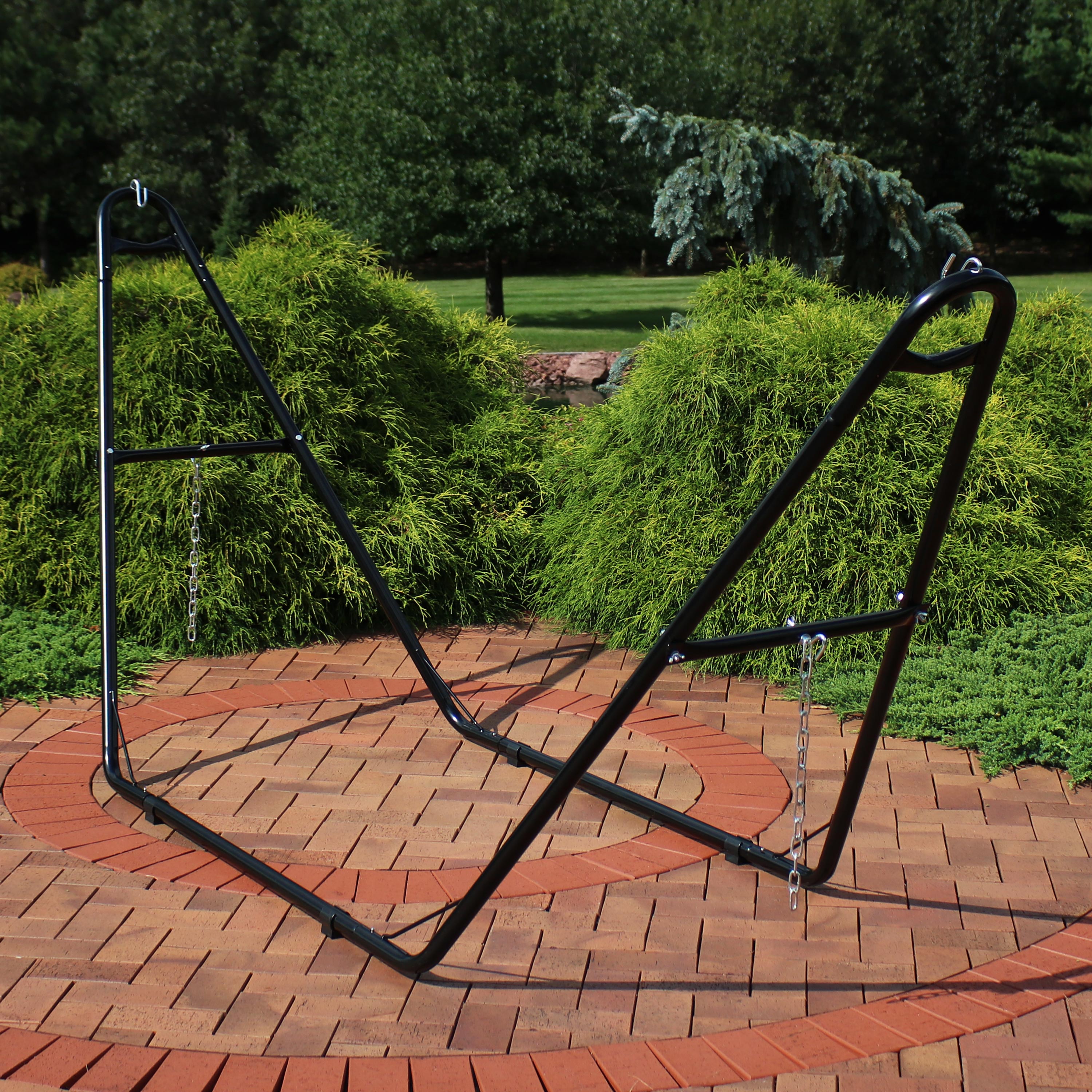 thumbnail video image 2 of Sunnydaze 550 lb Powder-Coated Steel Universal Hammock Stand - Green, 2 of 16