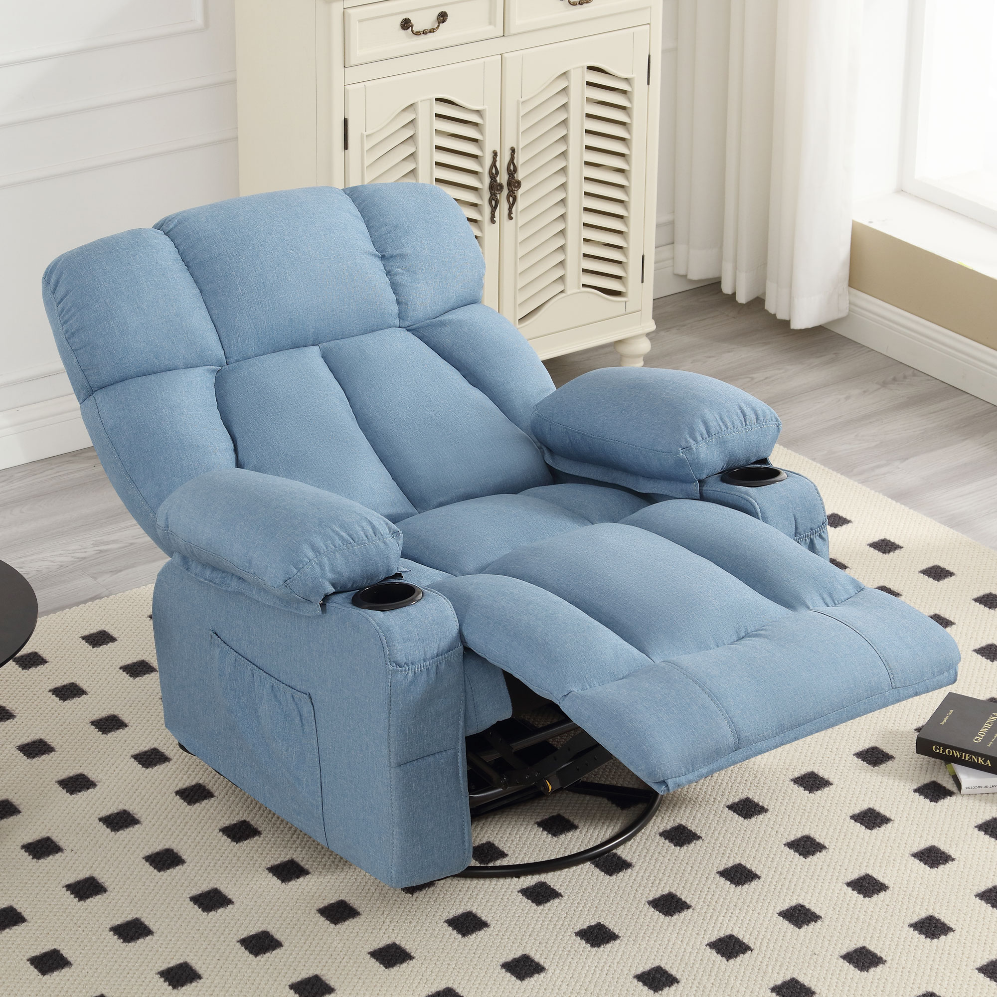 JONPONY Massage Rocker Recliner Chair with Vibration Massage and Heat Ergonomic Lounge Chair for Liv(图2)