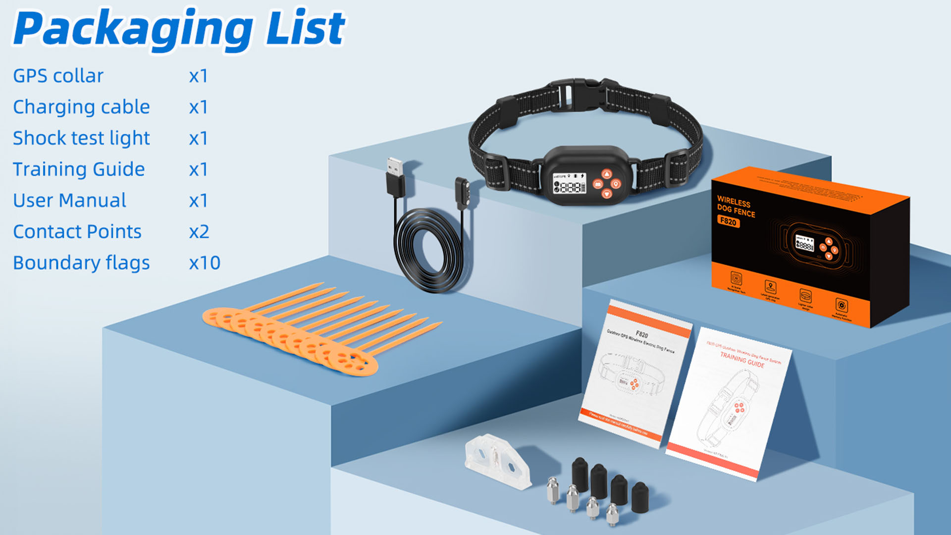 thumbnail video image 2 of GPS Wireless Dog Fence System Electric Pet Collar with 3 Warning Modes Radius 25-999 Yards Waterproof & Rechargeable Receiver Containment for Outdoor Training, 2 of 8