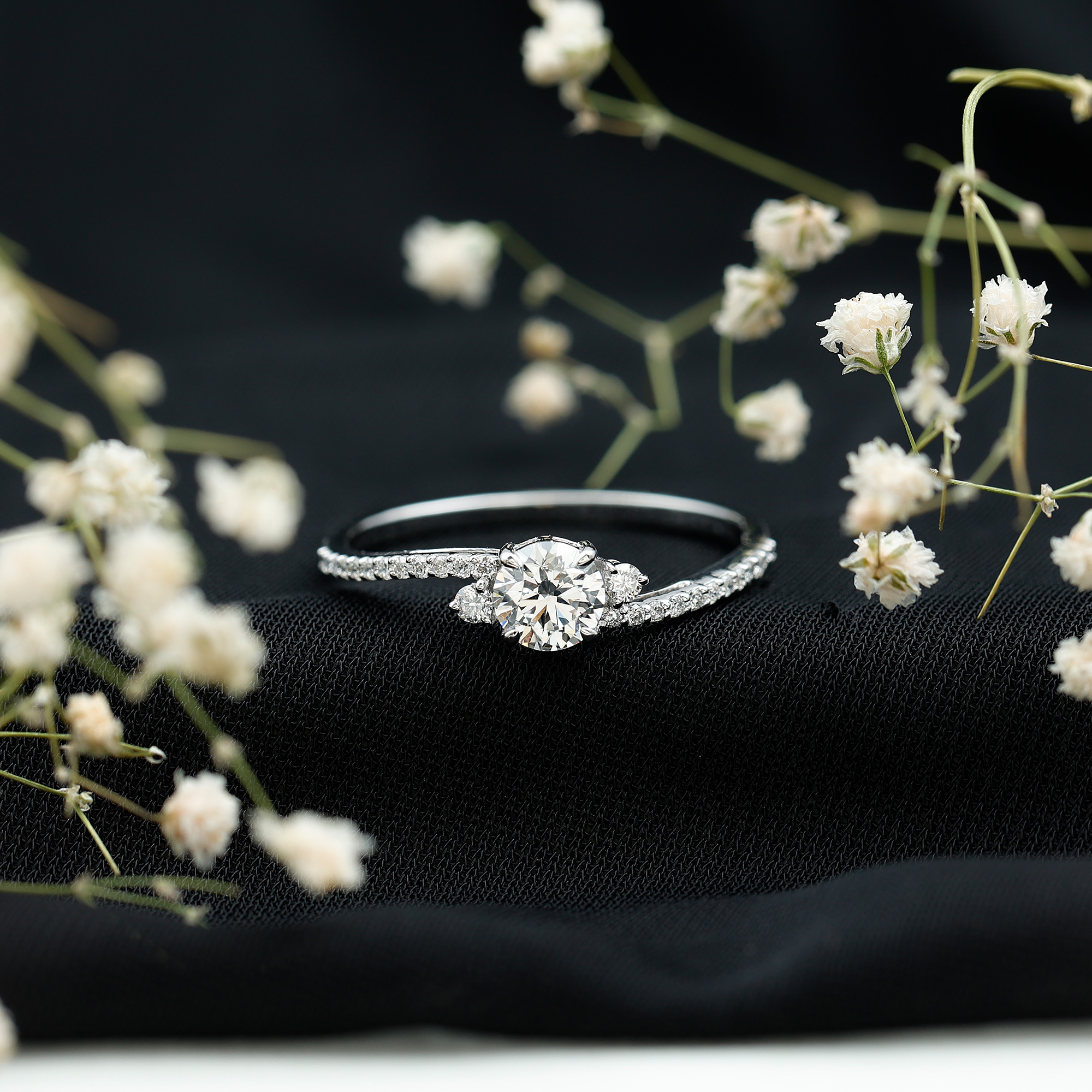 thumbnail video image 2 of Rosec Jewels Moissanite Round Engagement Ring 1 Ct - 6 mm - Bypass Ring - D-VS1 Quality Certified, 14K White Gold, US 7.50, 2 of 9