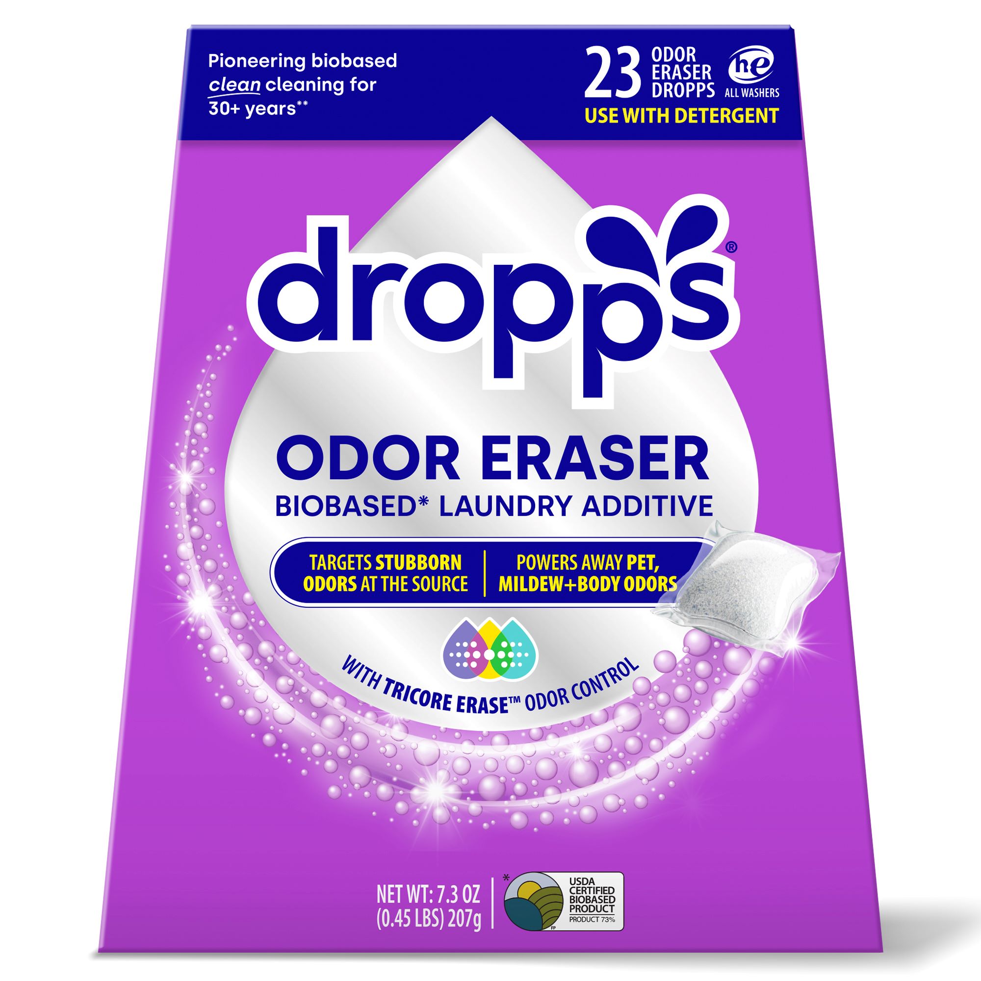 thumbnail video image 2 of Dropps Odor Eraser Laundry Additive Pods for Odor Control, 23 Count, 2 of 8