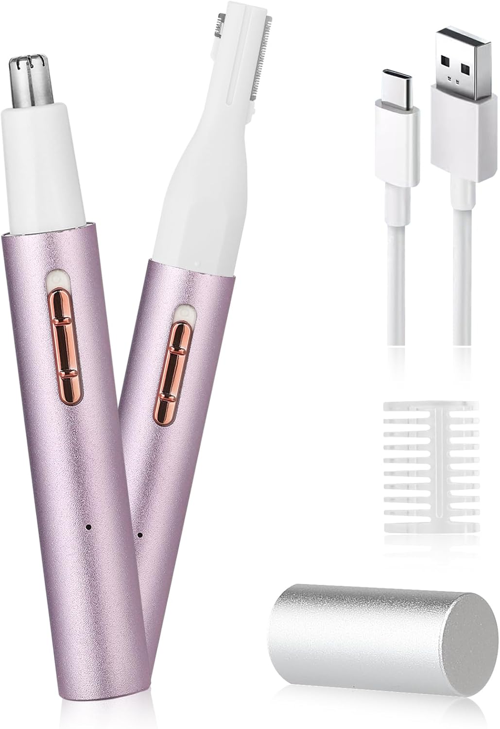 thumbnail video image 2 of Nose and Ear Hair Trimmer for Women Men, LAVERNER 2026 Rechargeable Painless Facial and Eyebrow Hair Remover, IPX7 Waterproof, Pink, 2 of 8