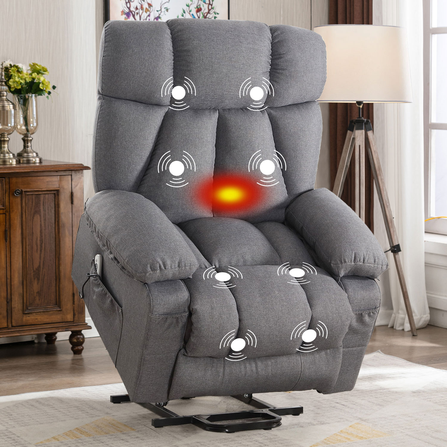 thumbnail video image 2 of JONPONY Power Lift Recliner Chair Recliners for Elderly with Heat and Massage Recliner Chair for Living Room with Infinite Position and Side Pocket,USB Charge Port,Grey, 2 of 13