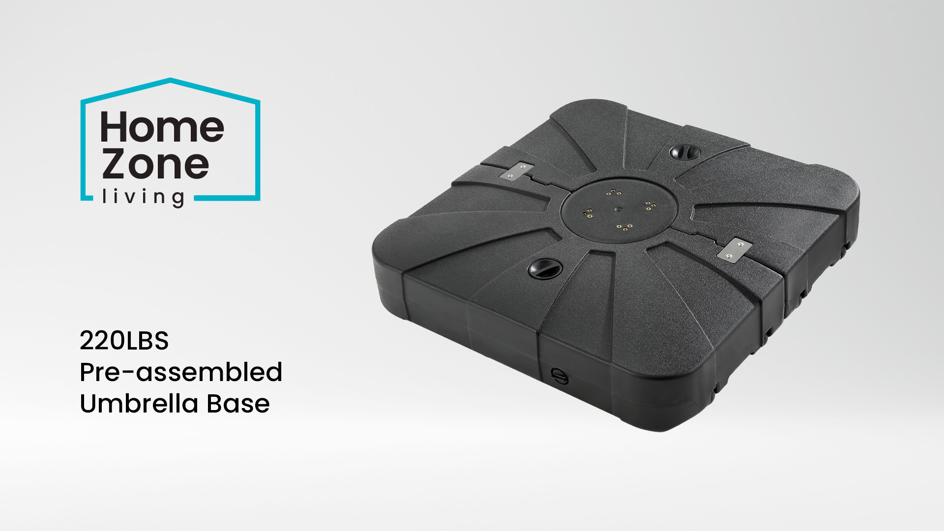 thumbnail video image 2 of Home Zone Living 220lbs Pre-assembled 34" Square Heavy Duty 2-PCS Umbrella Base w/ Rolling Wheels for Patio Pool Backyard, Supports Up To 11 Ft Umbrella, 2 of 10