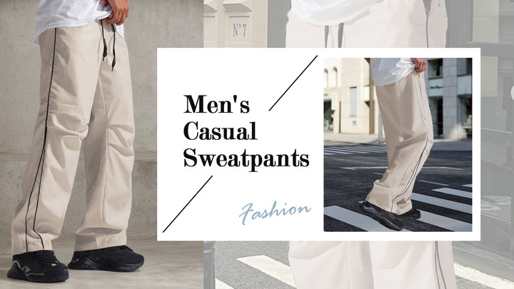 thumbnail video image 2 of FEOYA Men's Parachute Sweatpants Y2k Baggy Track Pants Straight Vintage Hip Hop Side Stripes Pant Wide Leg Loose Sport Skateboard Trousers with Drawstring S Green, 2 of 7