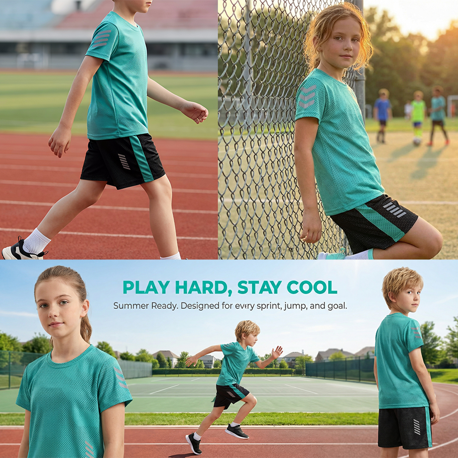 thumbnail video image 2 of Zwiiyzr Boys' Sport Shorts Set 2 Piece T-Shirt and Gym Shorts Breathable Activewear Clothing Set for Boys 2-14 Years Yellow, 2 of 10