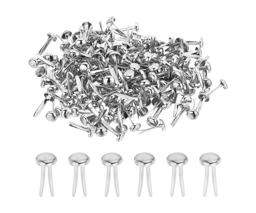 thumbnail video image 2 of Horplkj 100Pcs Metal Paper Fasteners, Brass Brads 3X6Mm for Crafts, Sch & Office with Storage Box White, 2 of 9