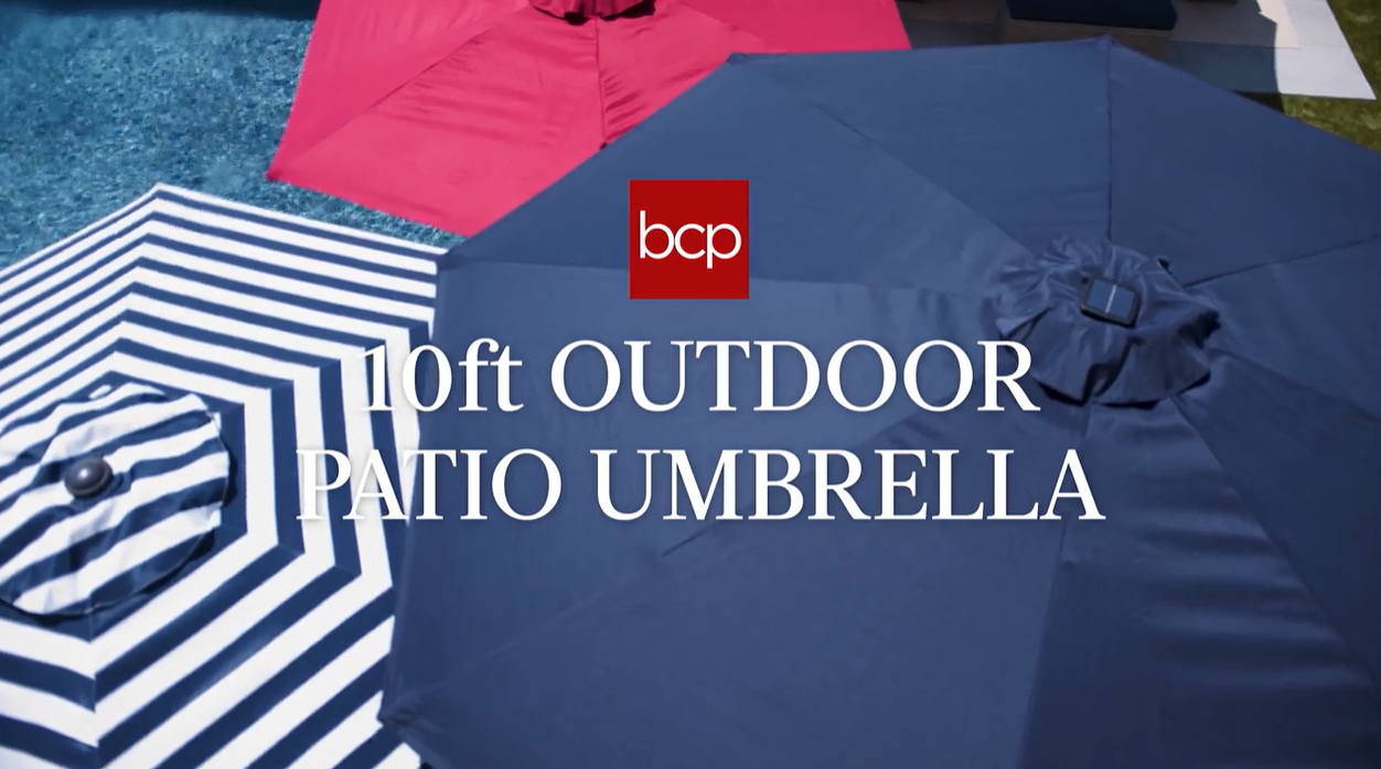 thumbnail video image 2 of Best Choice Products 10ft Outdoor Steel Market Patio Umbrella w/ Crank, Tilt Push Button, 6 Ribs - Red, 2 of 8