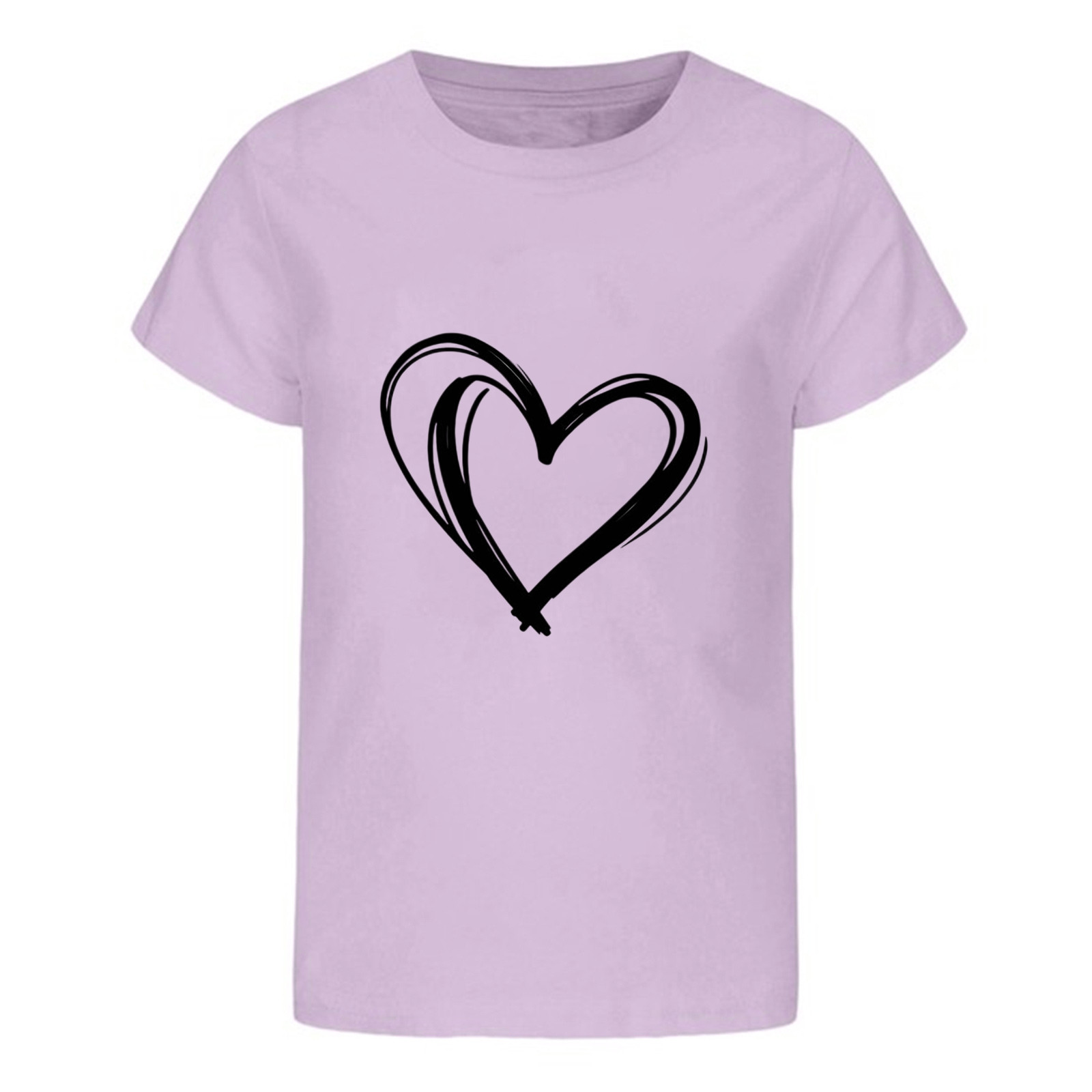 thumbnail video image 2 of YUEHUA Girls T Shirts Size 7-8 Summer Girls' Large Sized Round Neck Heart Themed Print Short Sleeved Loose Fitting Casual T Shirt for Children, Size 8-9 Years, 2 of 4