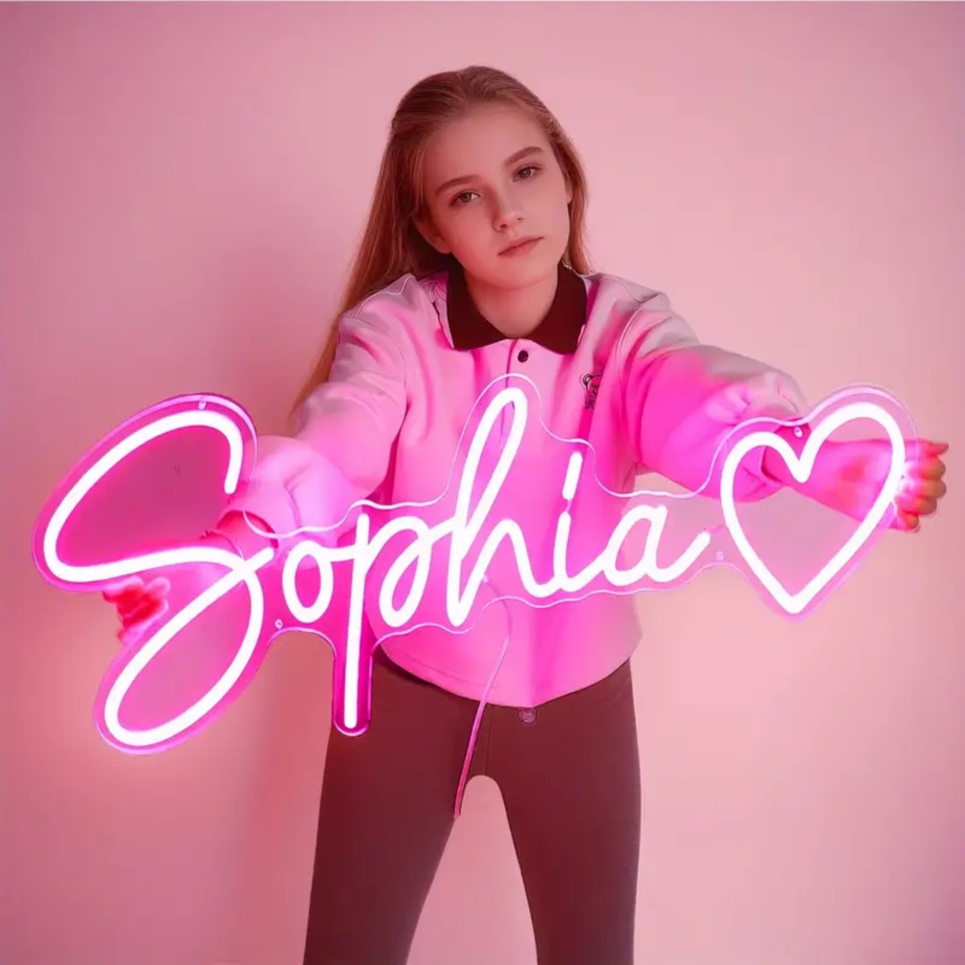 thumbnail video image 2 of UPONRAY Single Line Custom Neon Signs with Heart, Usb Powered with Adjustable Brightness Wall Decor for Gifts, RoseRed, 5 inch, 2 of 9