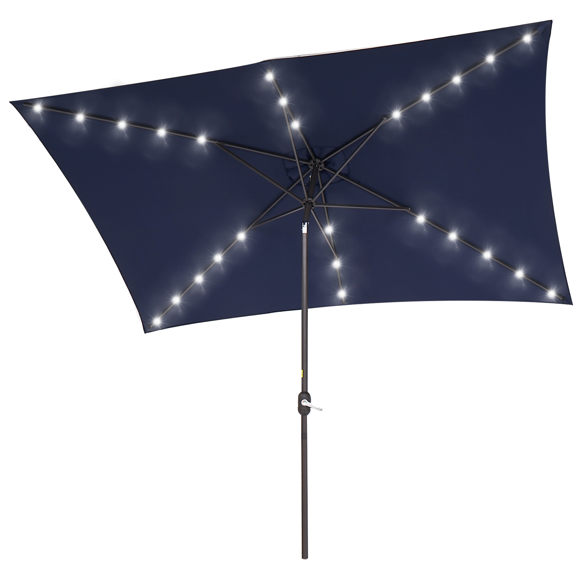 thumbnail video image 2 of ACEGOSES 10 x 6.5ft LED Rectangle Outdoor Patio Deck Market Outside Table Umbrellas with Non-Fading Polyester canopy,Navy Blue, 2 of 9