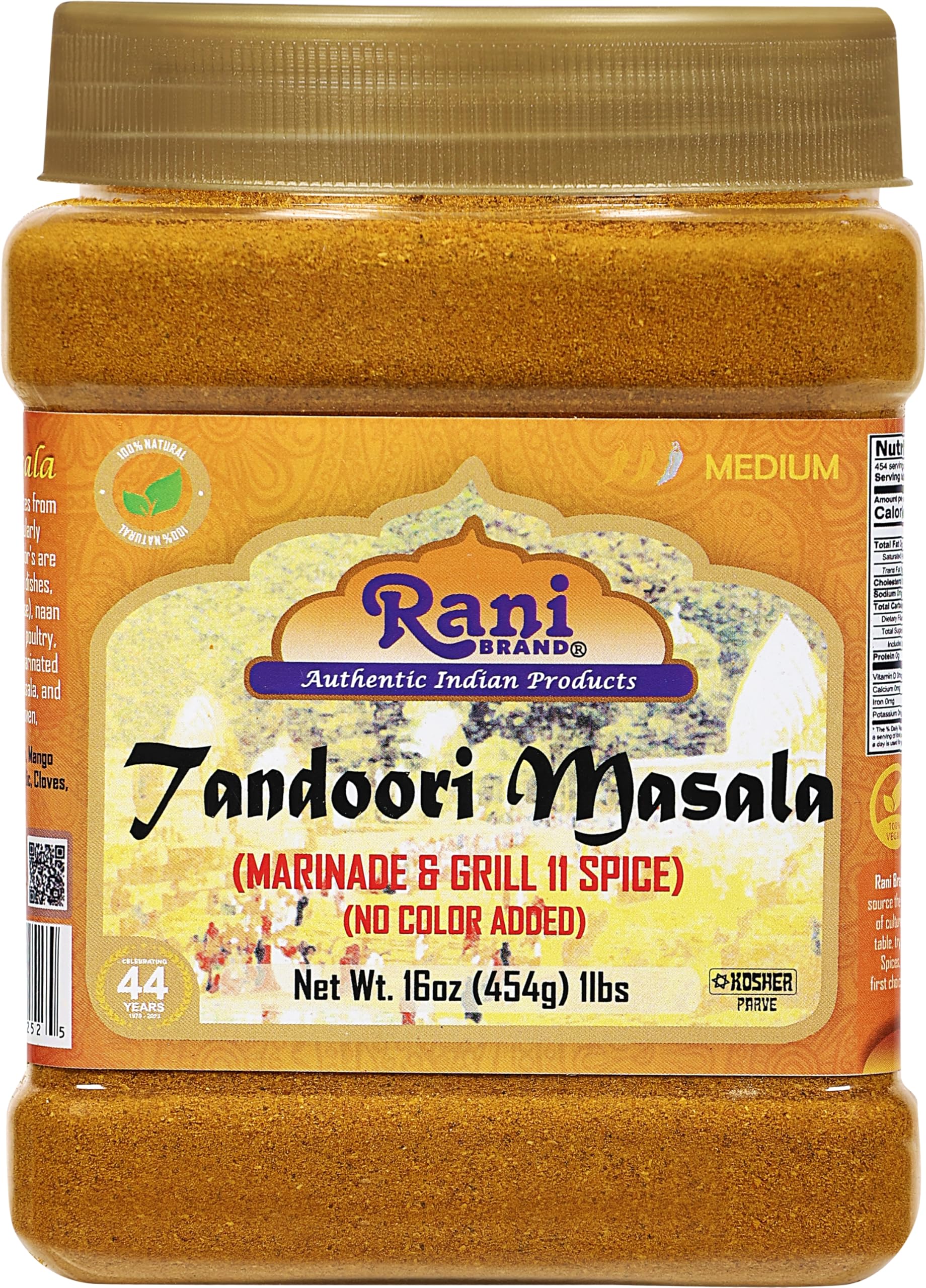 thumbnail video image 2 of Rani Tandoori Masala (Natural, No Colors Added) Indian 11-Spice Blend 16oz (1lb) 454g PET Jar ~ Salt Free | Vegan | Gluten Friendly | NON-GMO | Kosher | Indian Origin, 2 of 10