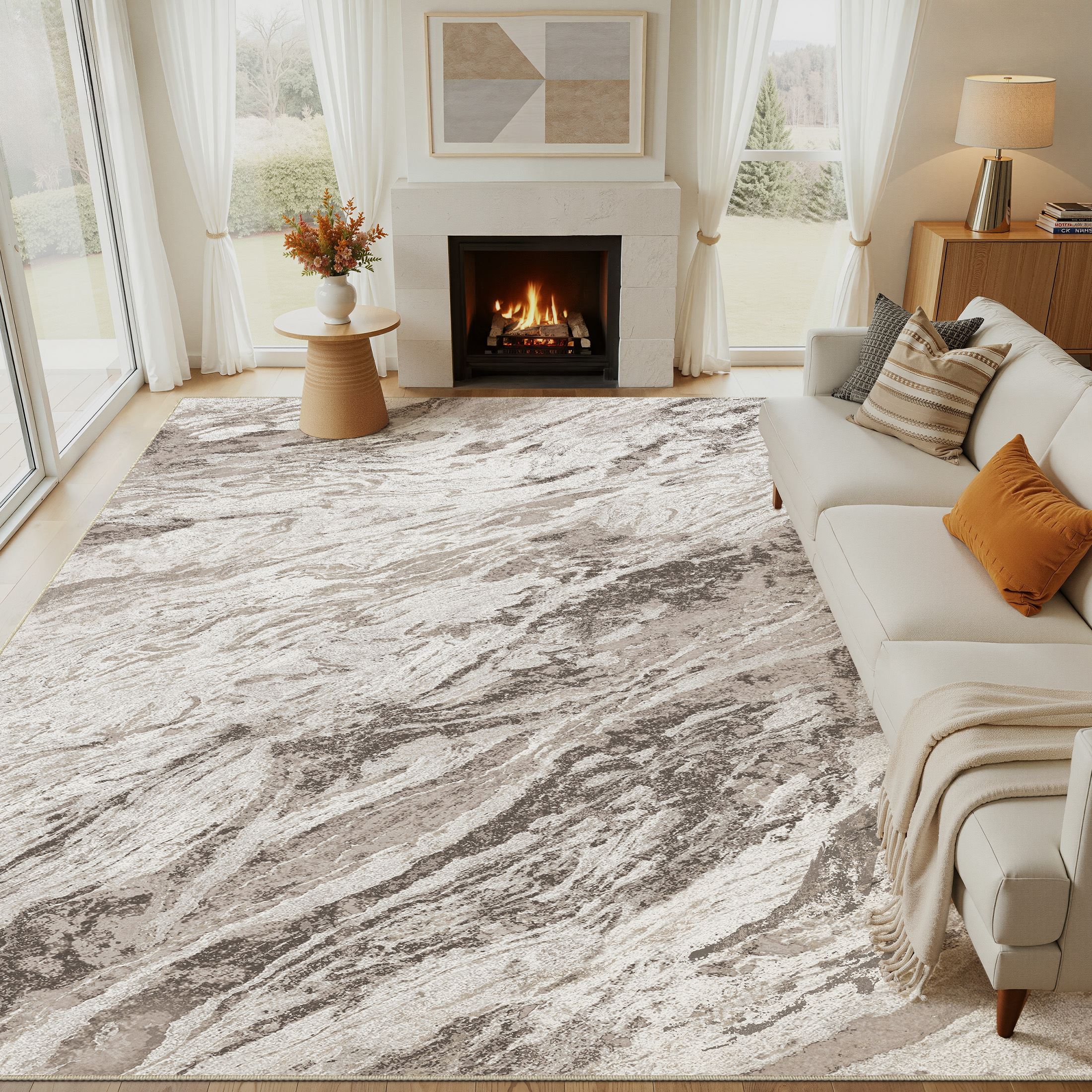 thumbnail video image 2 of MICGEEK 3x5 Washable Area Rugs for Entryway, Modern Abstract Non Slip Carpet, Low Pile Indoor Rug for Bedroom Home Decor Carpets, Black/Gold, 2 of 8